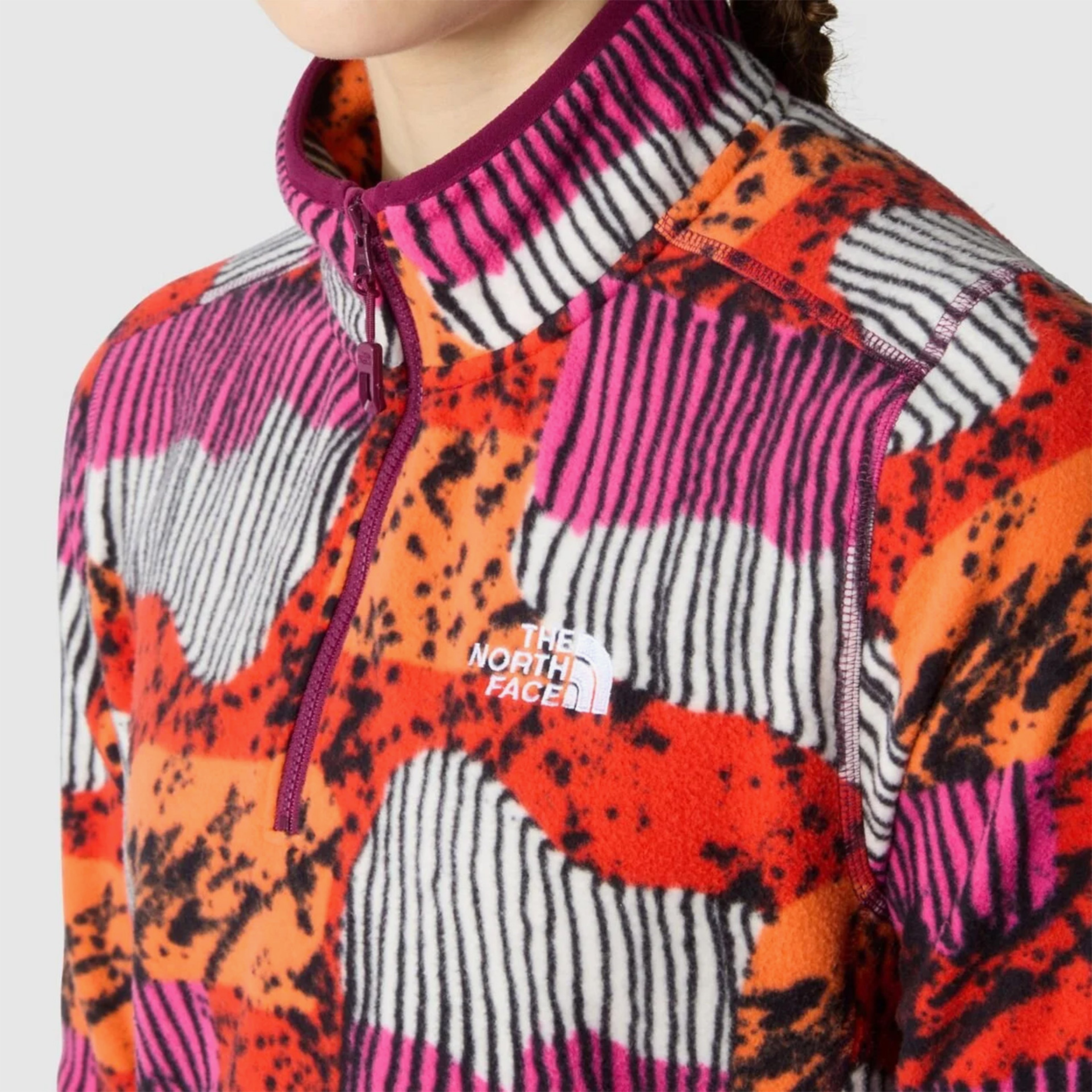 The North Face 100 Glacier Printed 1/4 Zip Kadın Kırmızı Mont