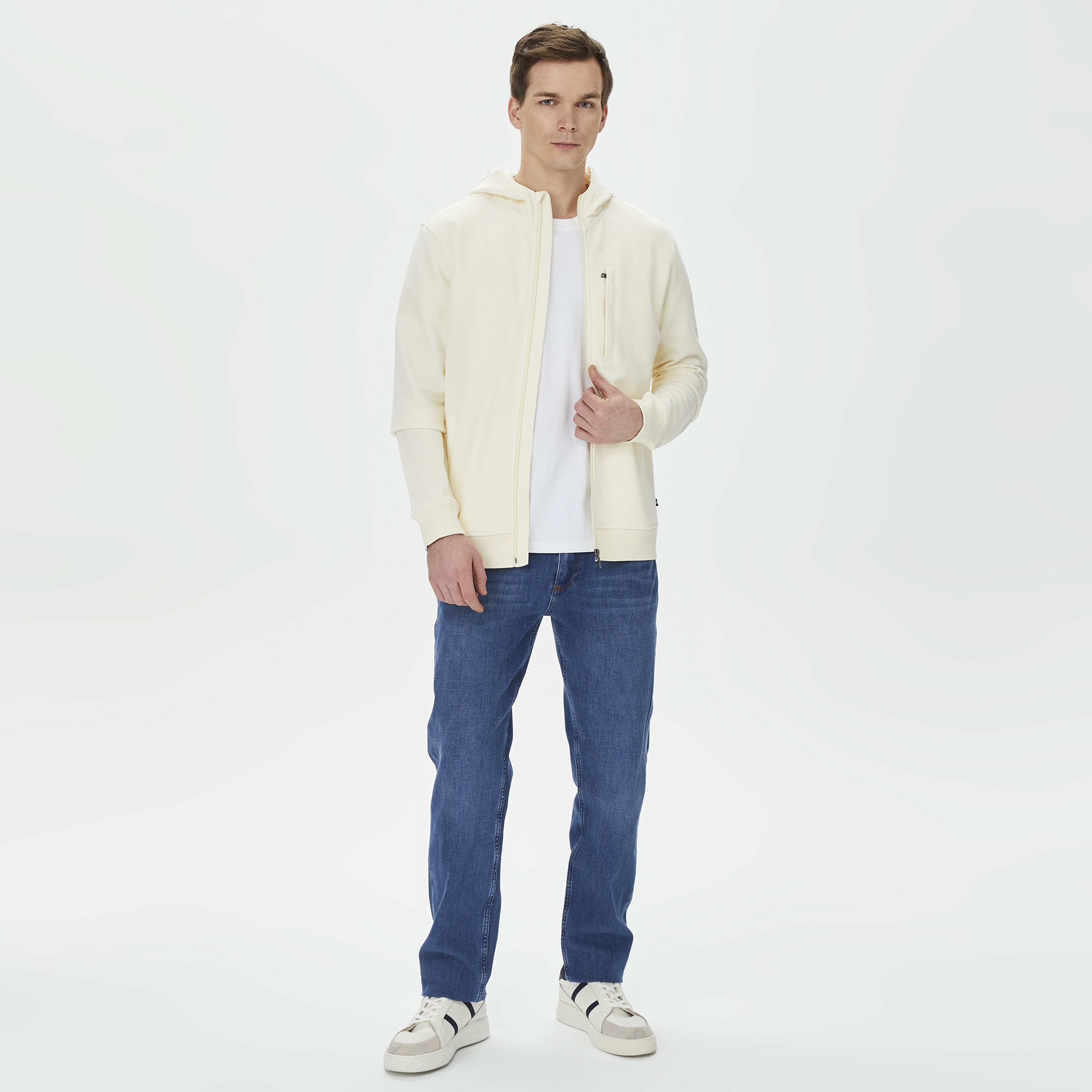 Nautica Erkek Krem Standart Fit Sweatshirt