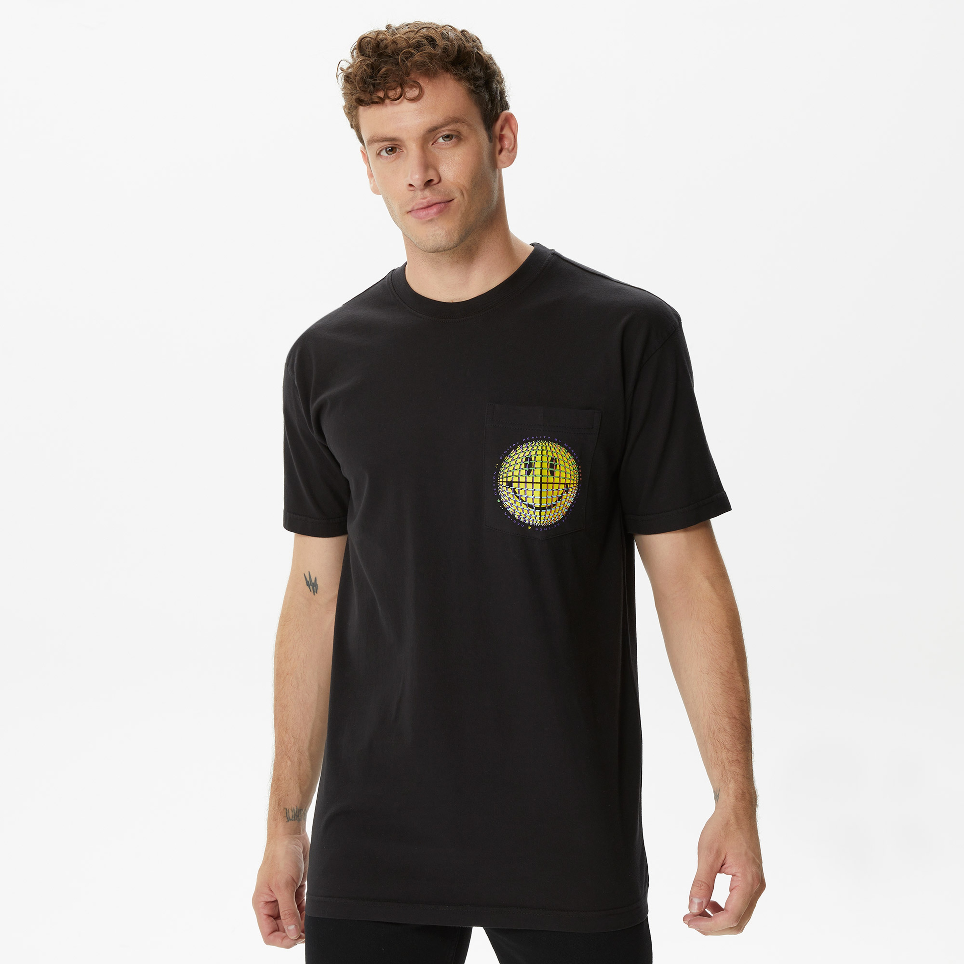 Market Smiley Afterhours Pocket Erkek Siyah T-Shirt