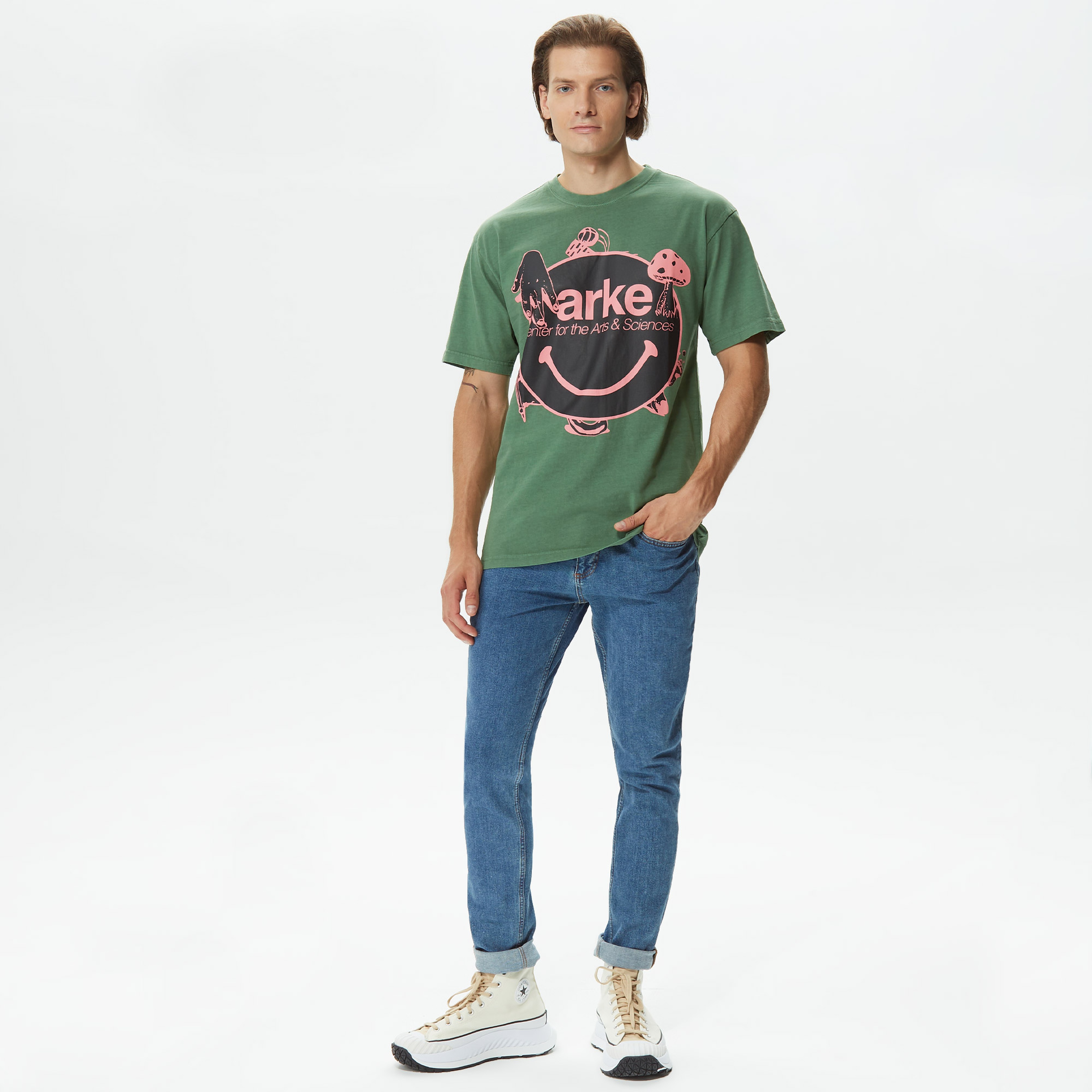Market Smiley Arts Sciencies Erkek Yeşil T-Shirt