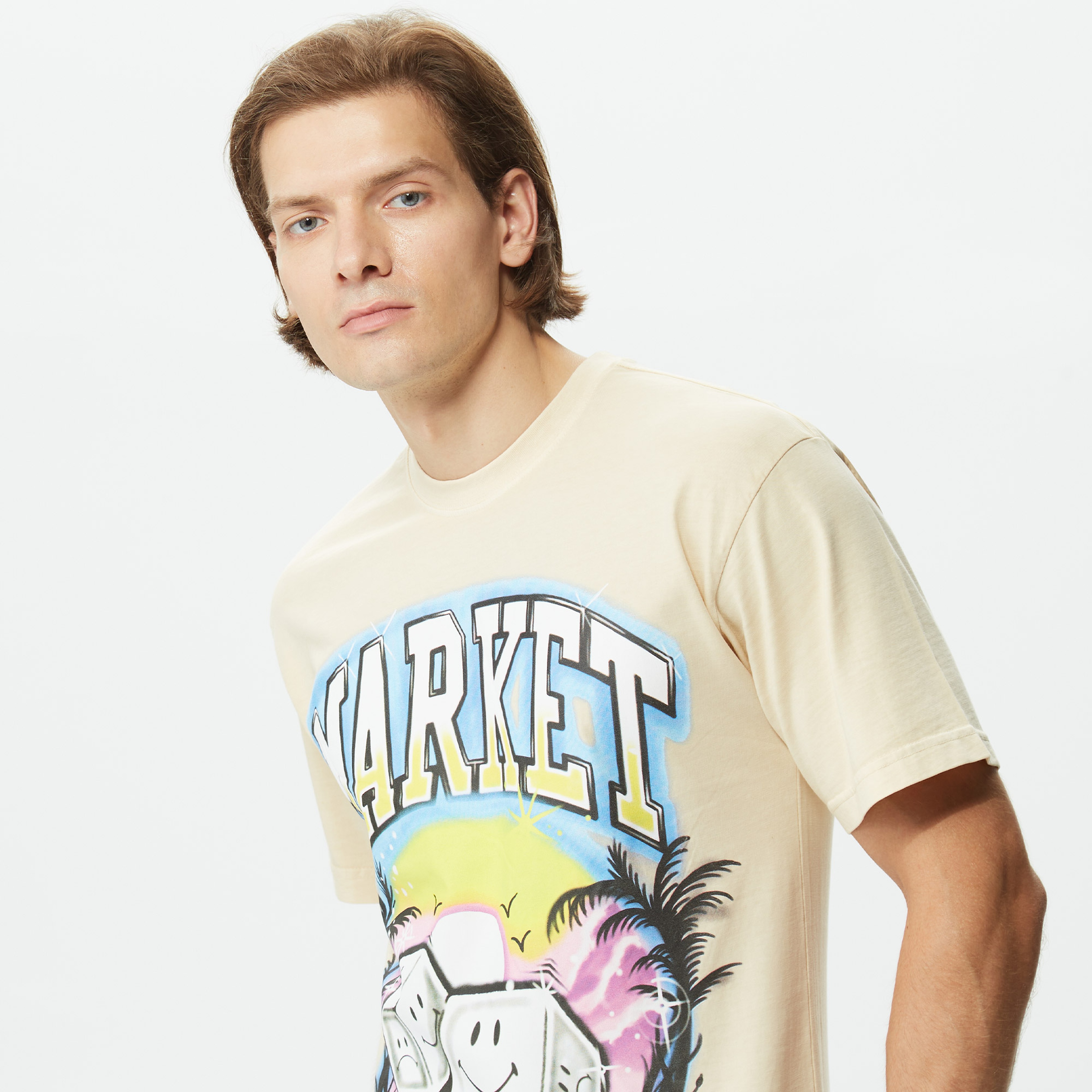 Market Smiley Pair of Dice Erkek Krem T-Shirt
