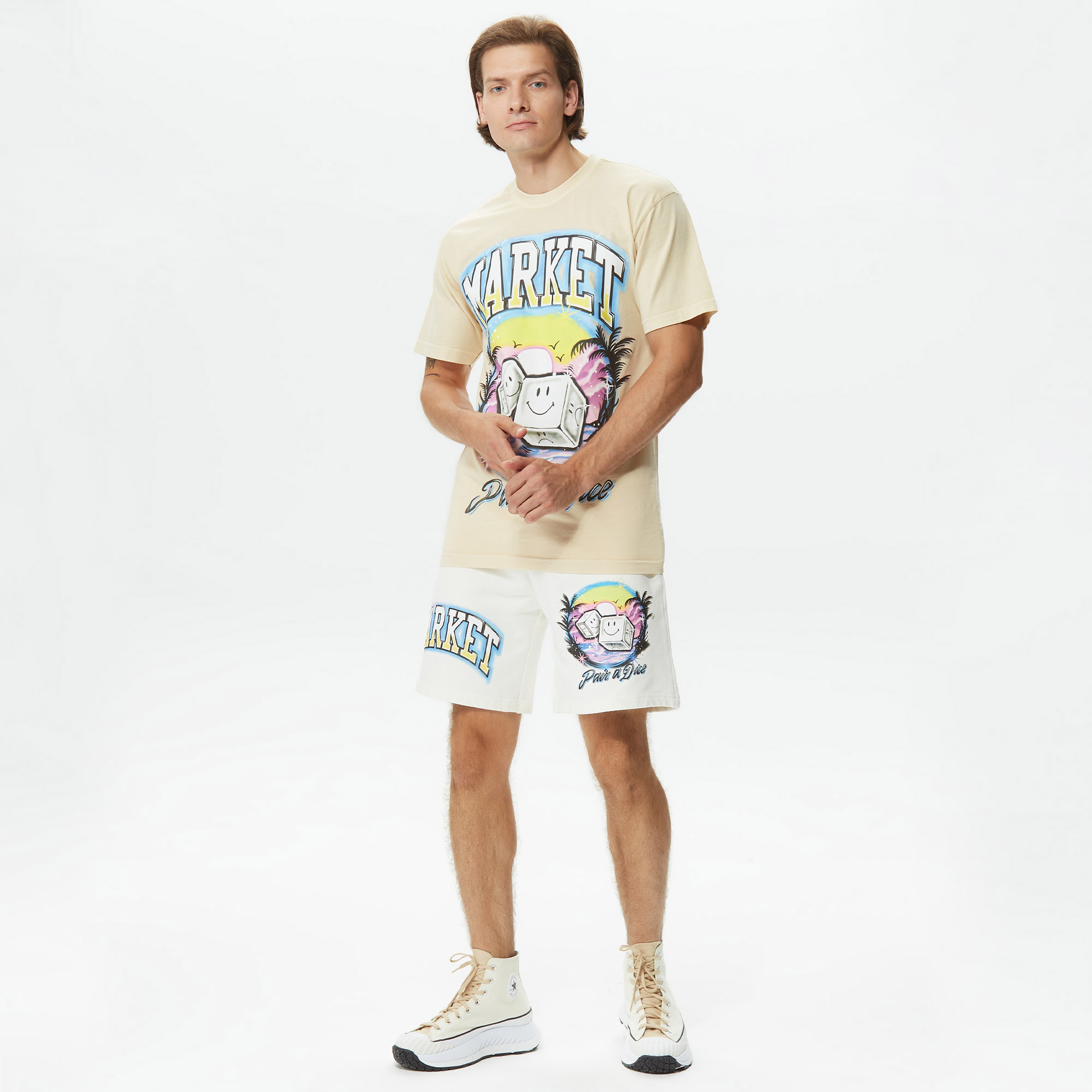 Market Smiley Pair of Dice Erkek Krem T-Shirt