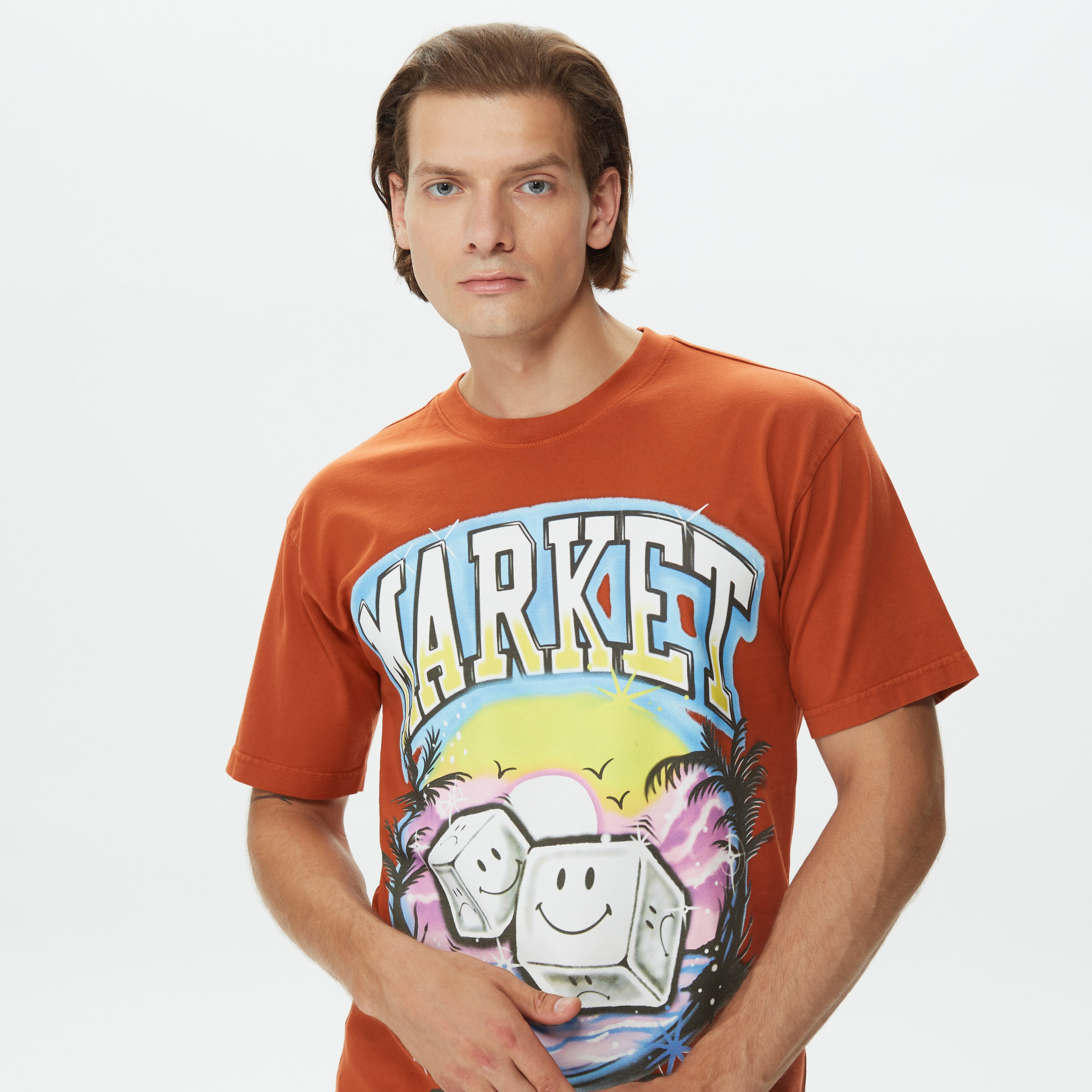 Market Smiley Pair of Dice Erkek Turuncu T-Shirt