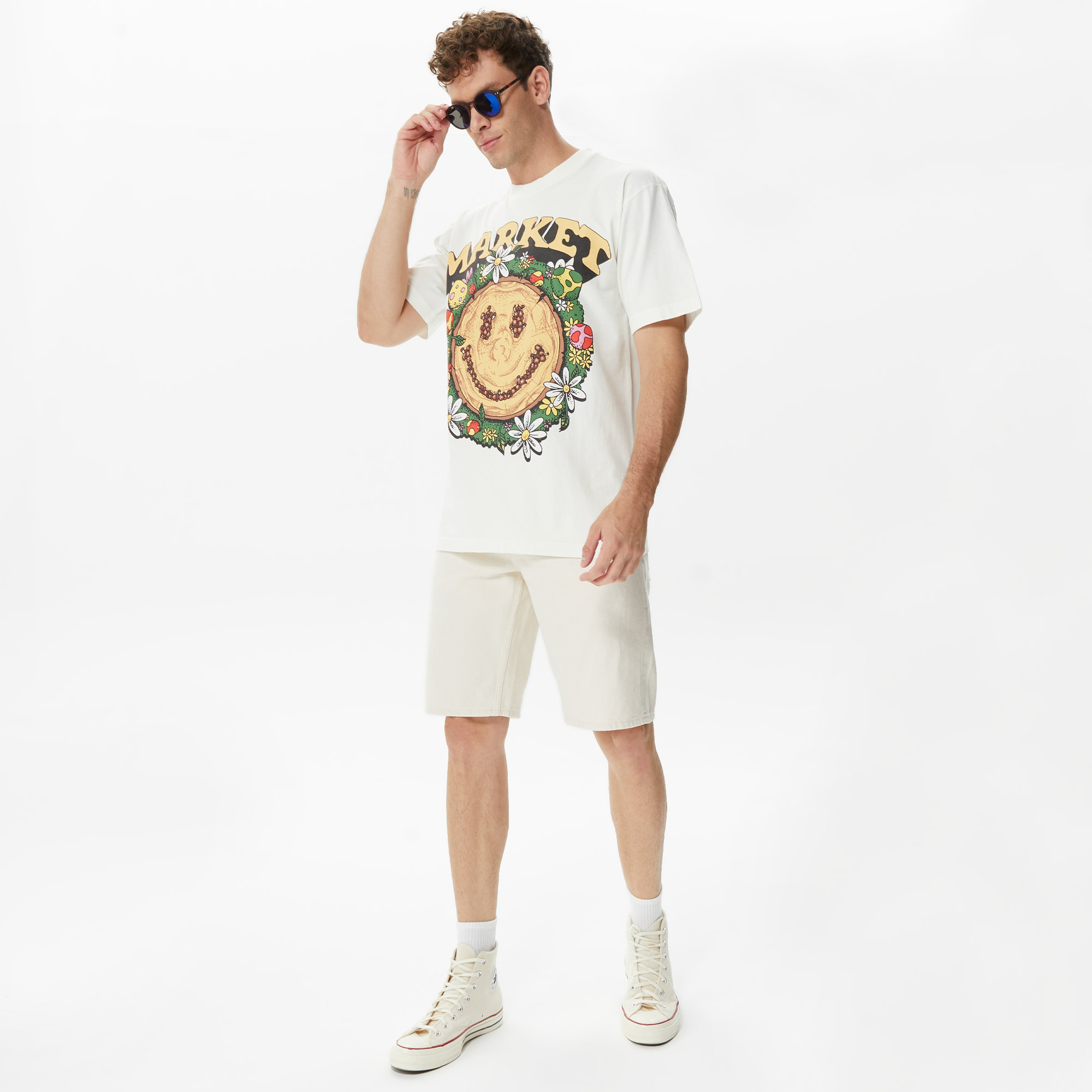 Market Smiley Decomposition Erkek Krem T-Shirt