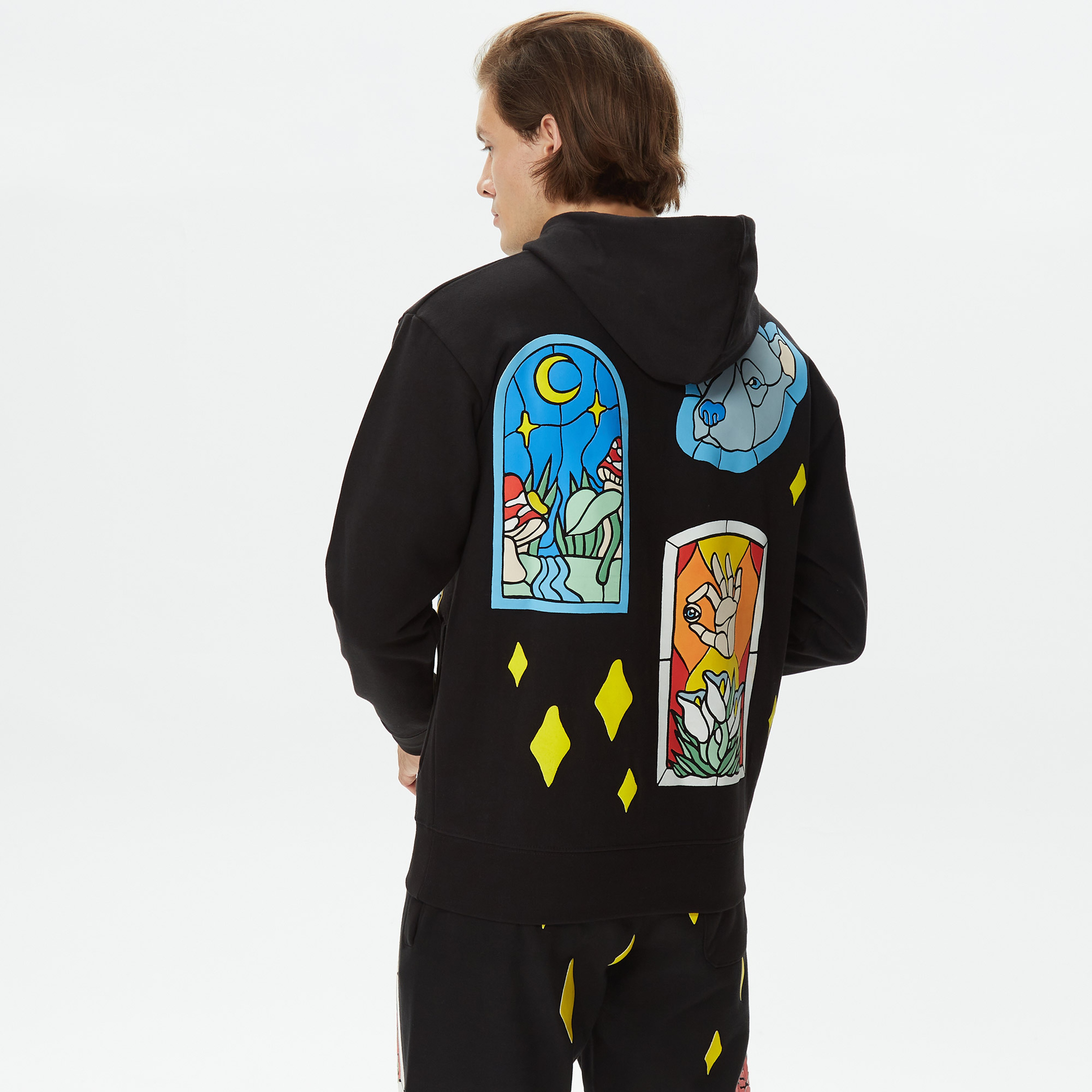 Market Smiley Cathedral Glass Erkek Siyah Hoodie