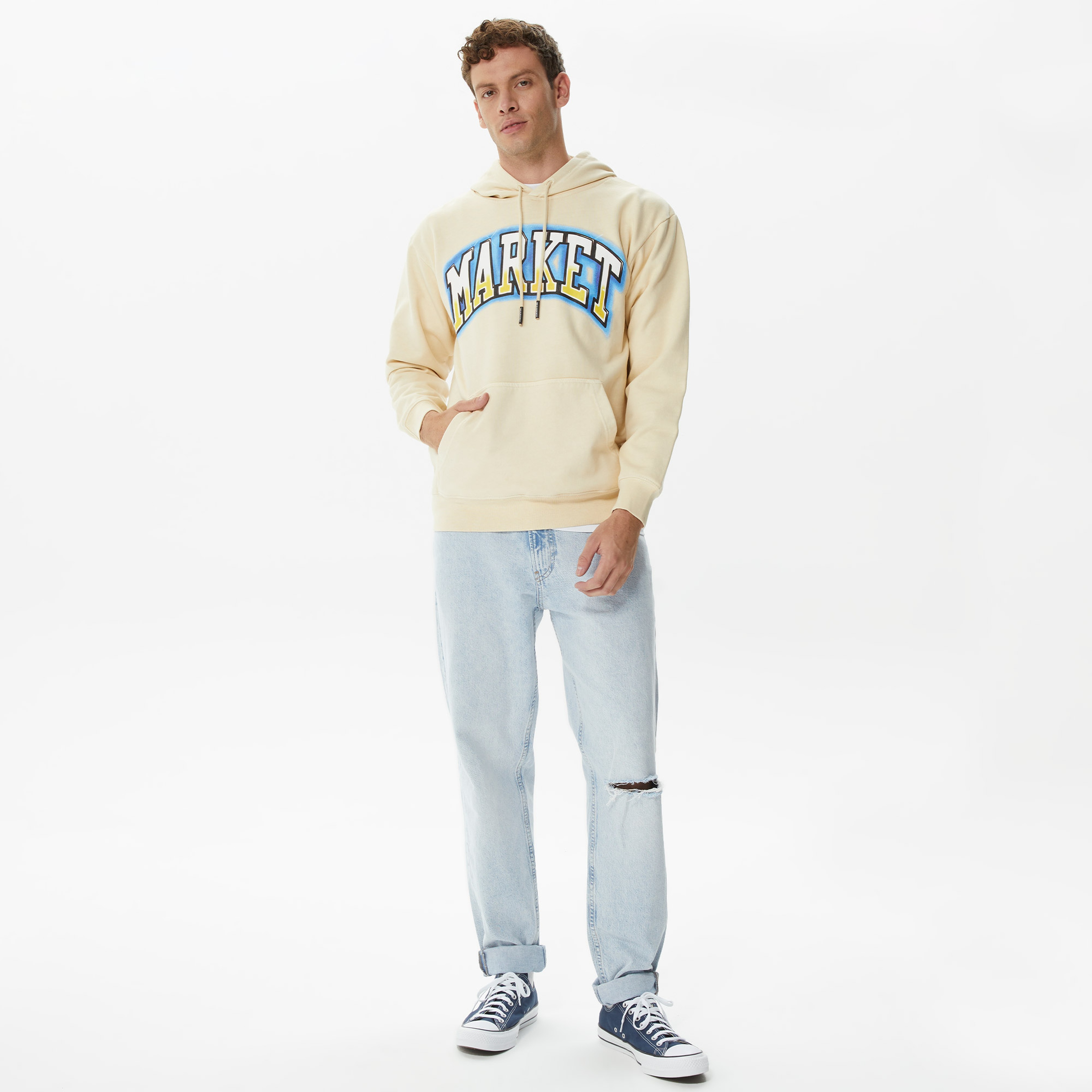 Market Smiley Pair Of Dice Erkek Krem Hoodie