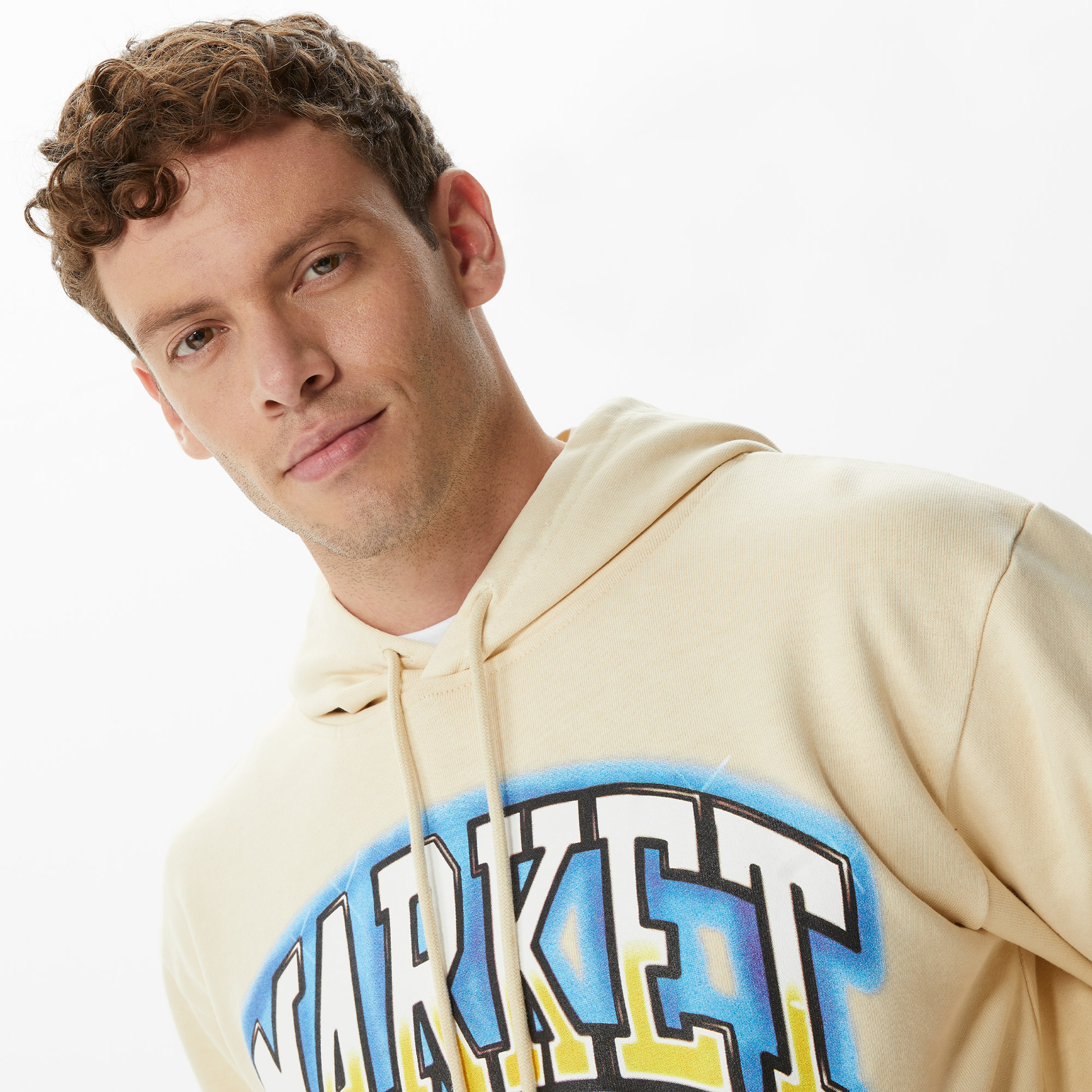 Market Smiley Pair Of Dice Erkek Krem Hoodie