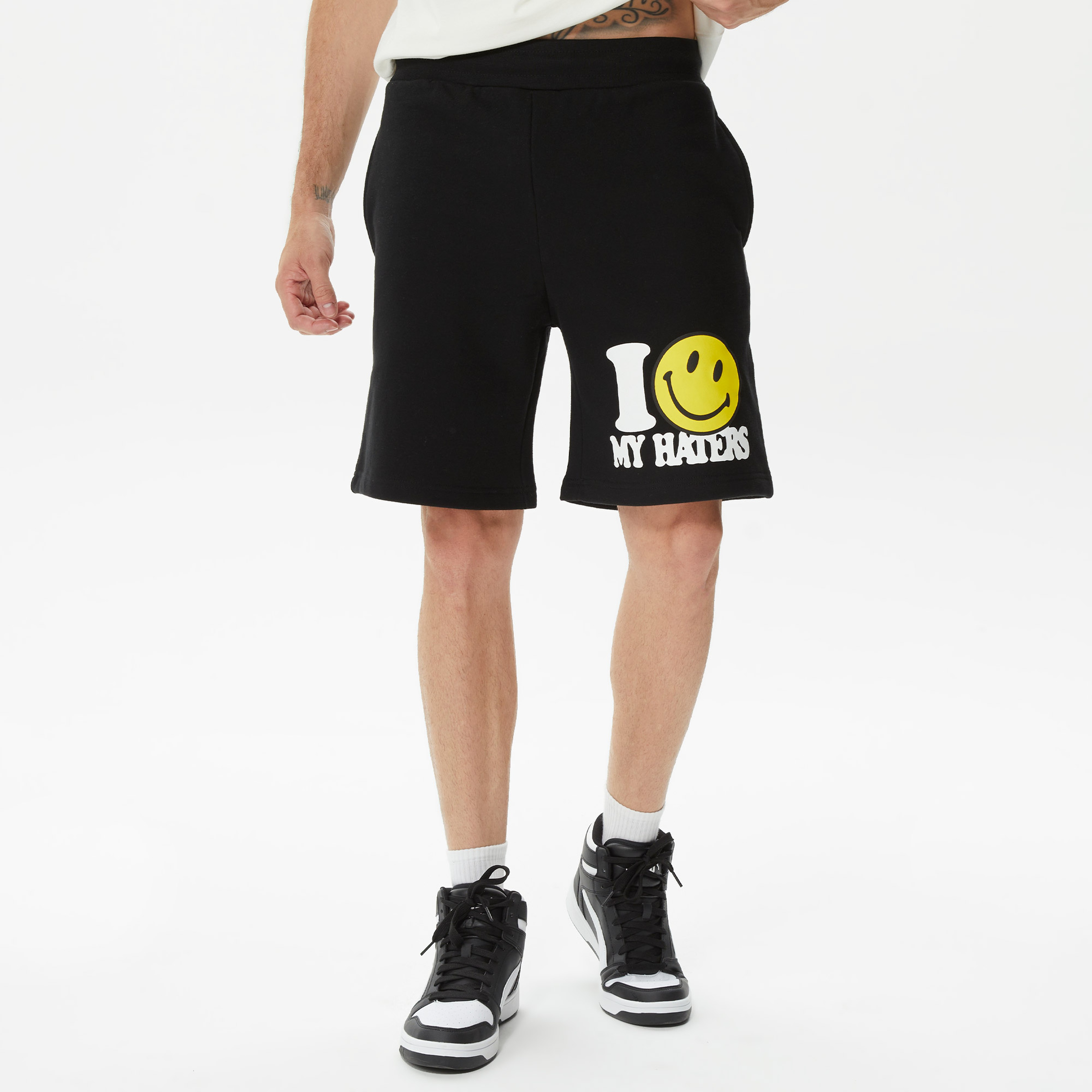 Market Smiley Haters Erkek Siyah Şort