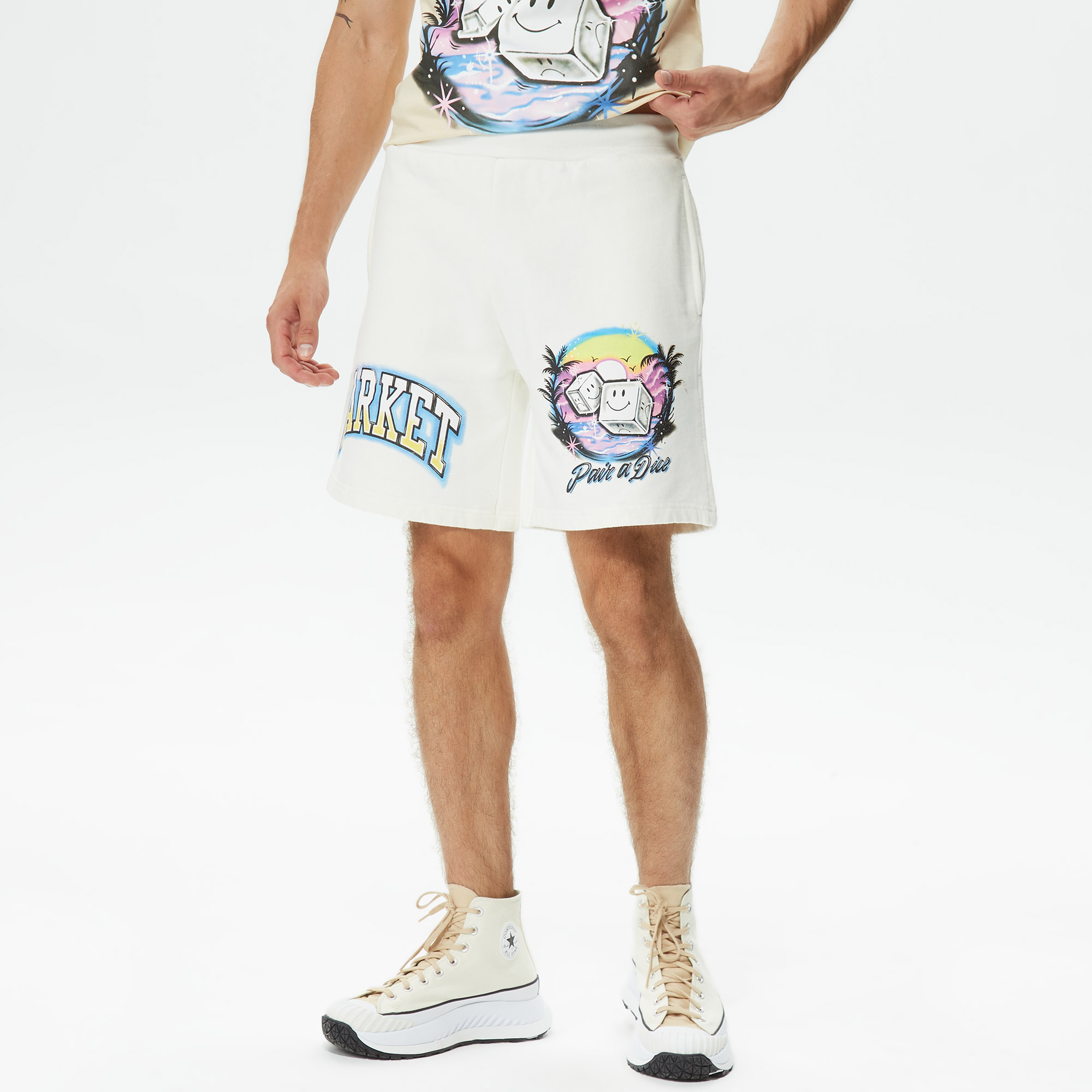 Market Smiley Pair Of Dice Erkek Krem Şort
