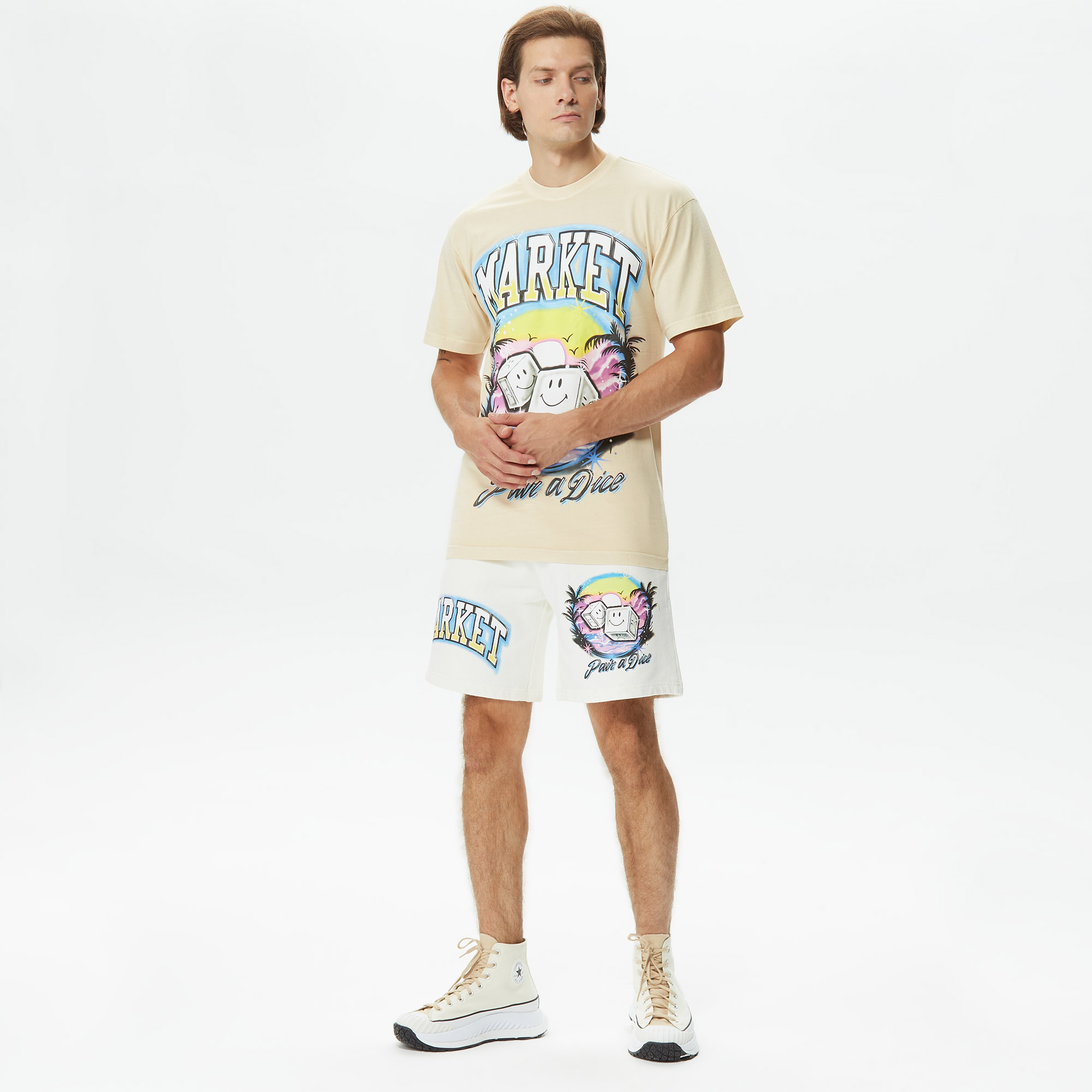 Market Smiley Pair Of Dice Erkek Krem Şort