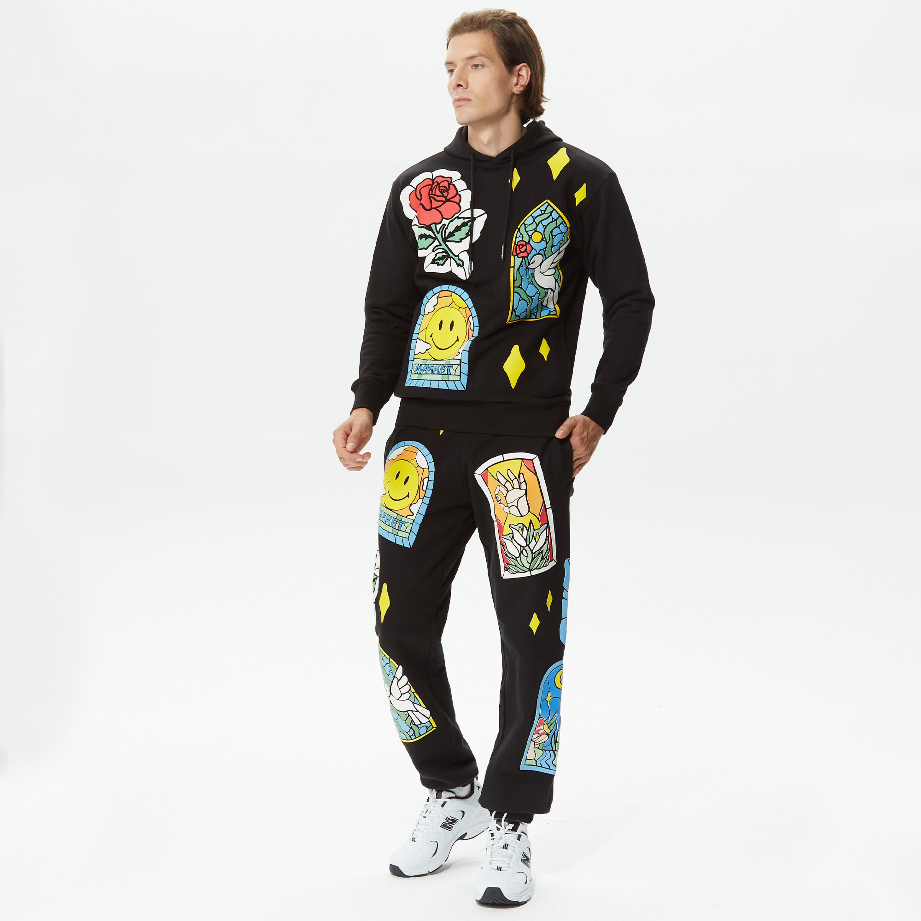 Market Smiley Erkek Siyah Eşofman Altı