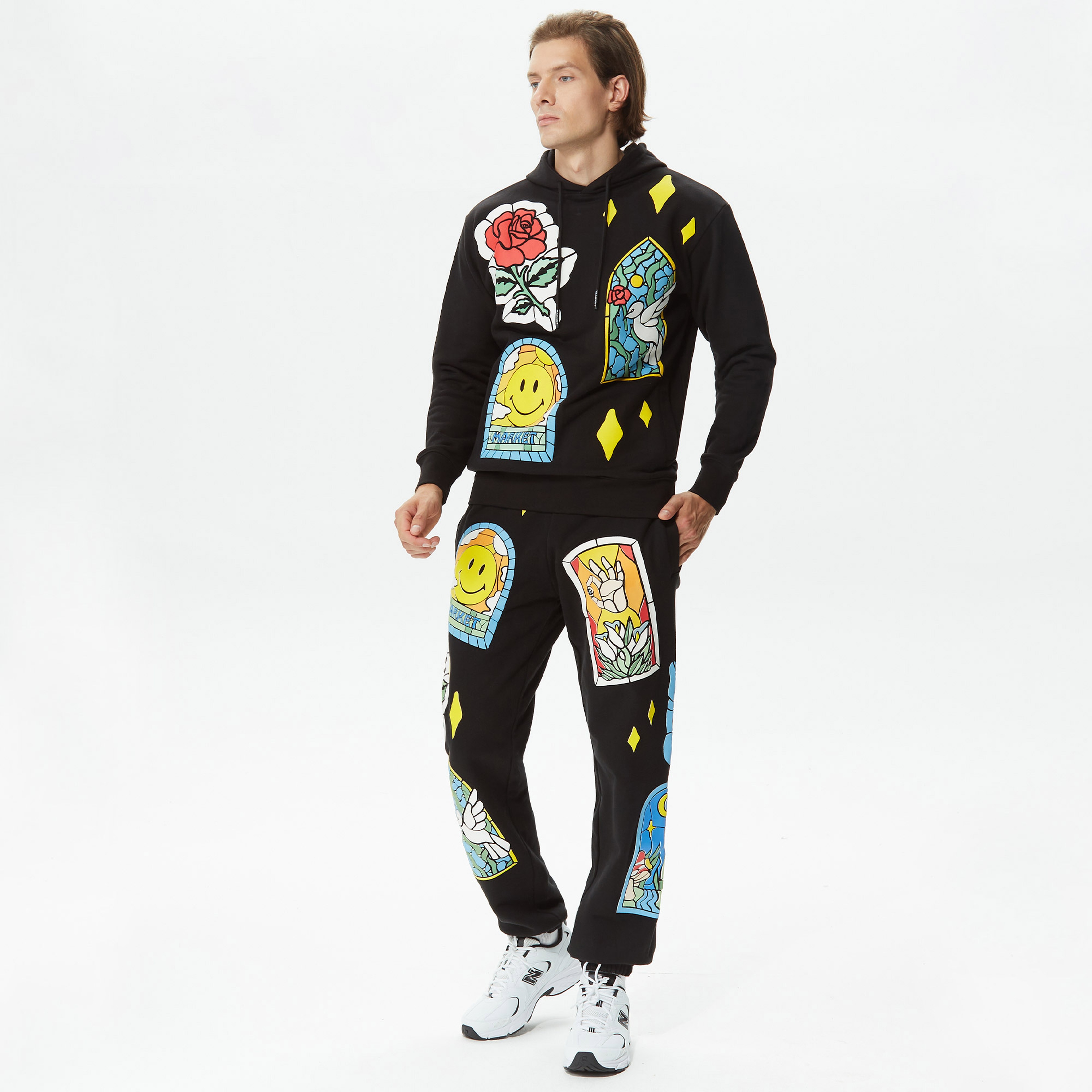 Market Smiley Erkek Siyah Eşofman Altı