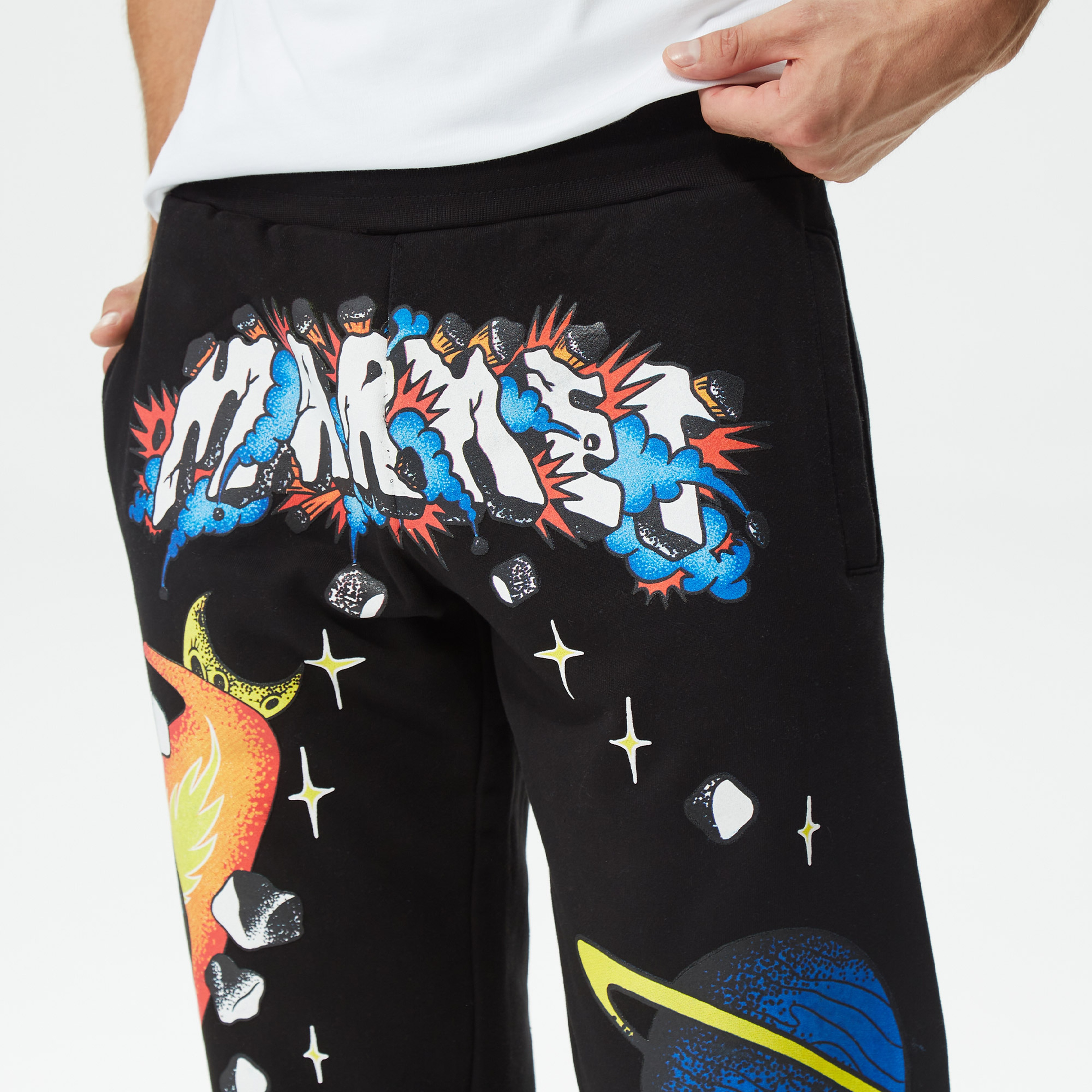 Market Smiley Conflicted Erkek Siyah Eşofman Altı