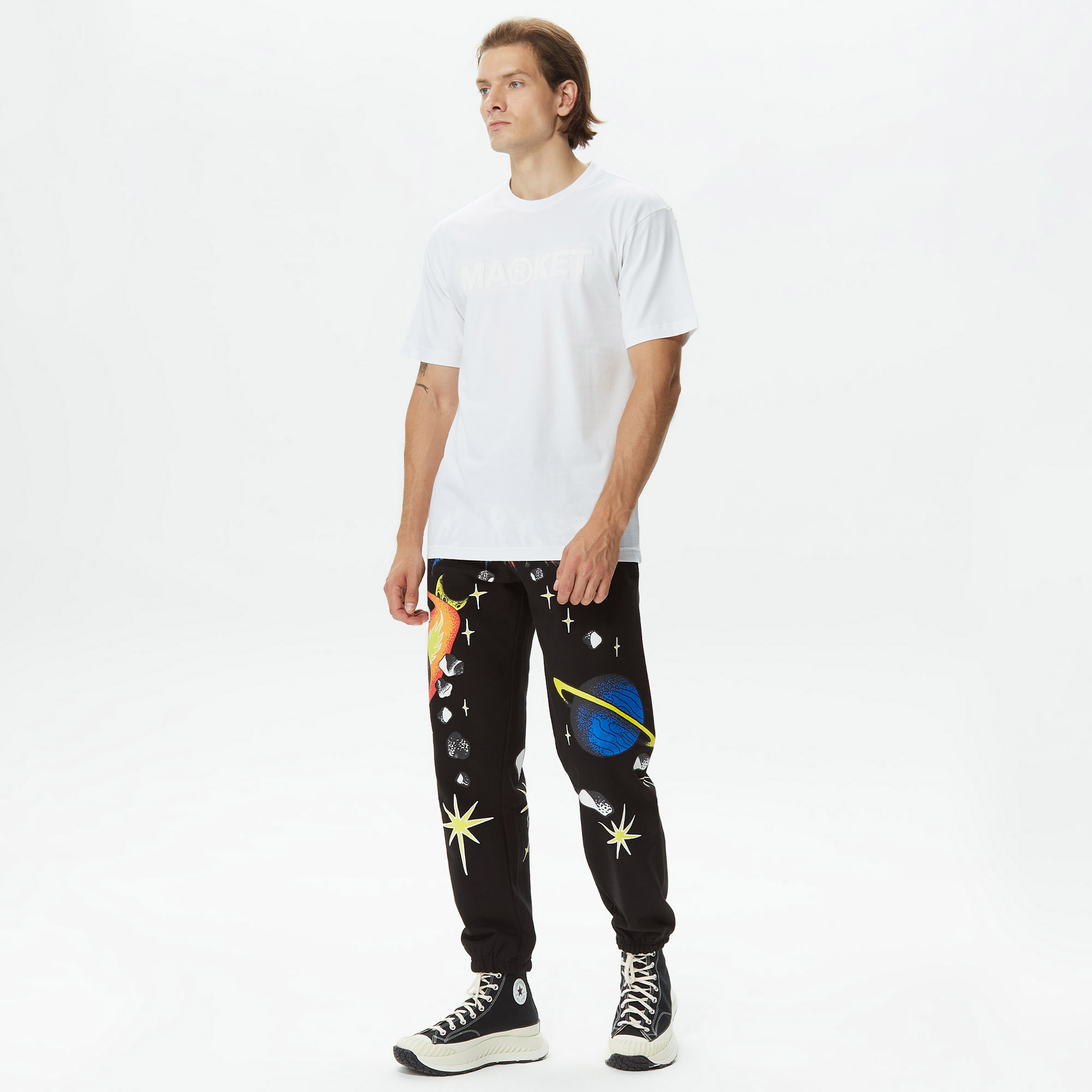 Market Smiley Conflicted Erkek Siyah Eşofman Altı