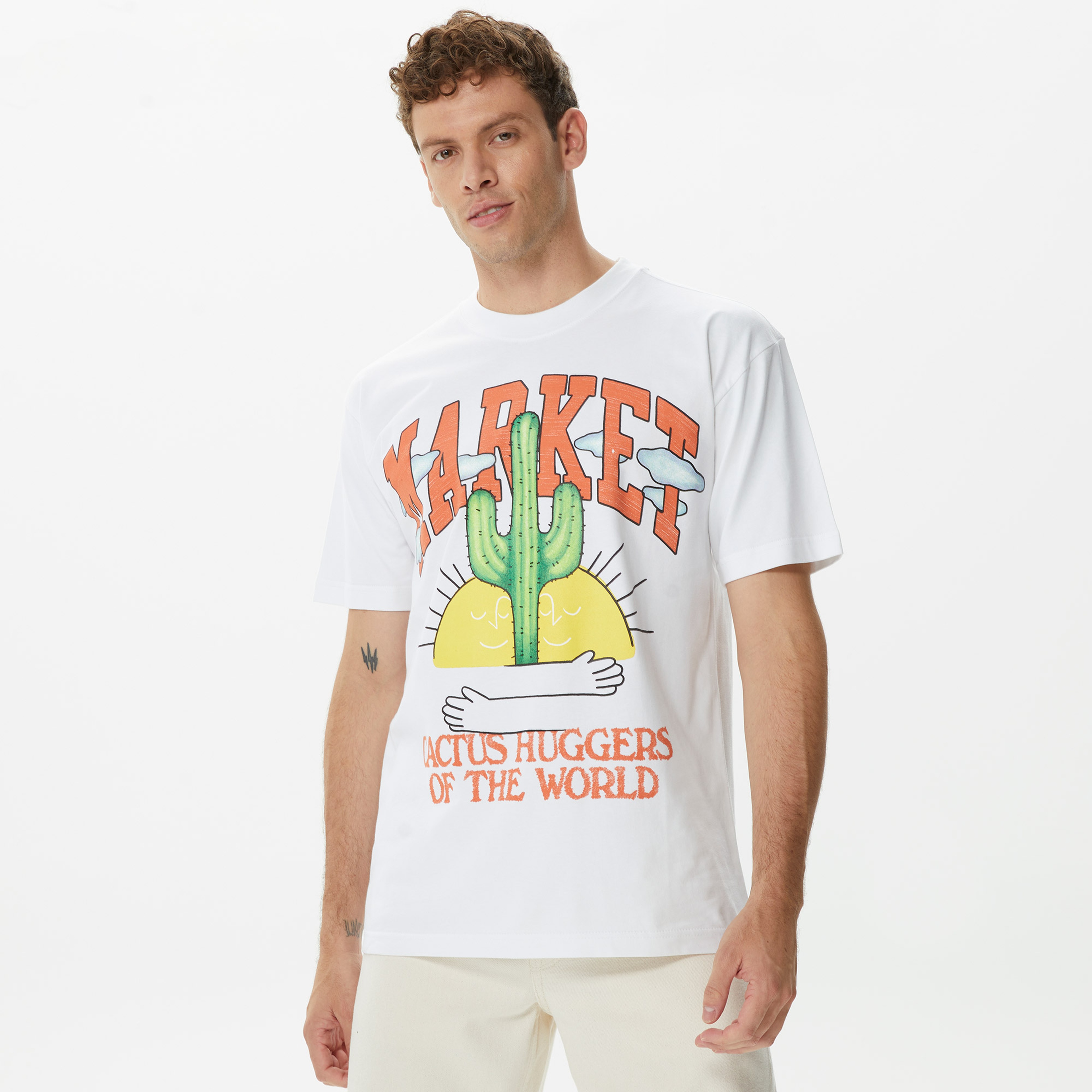 Market Cactus Lovers Erkek Beyaz T-Shirt