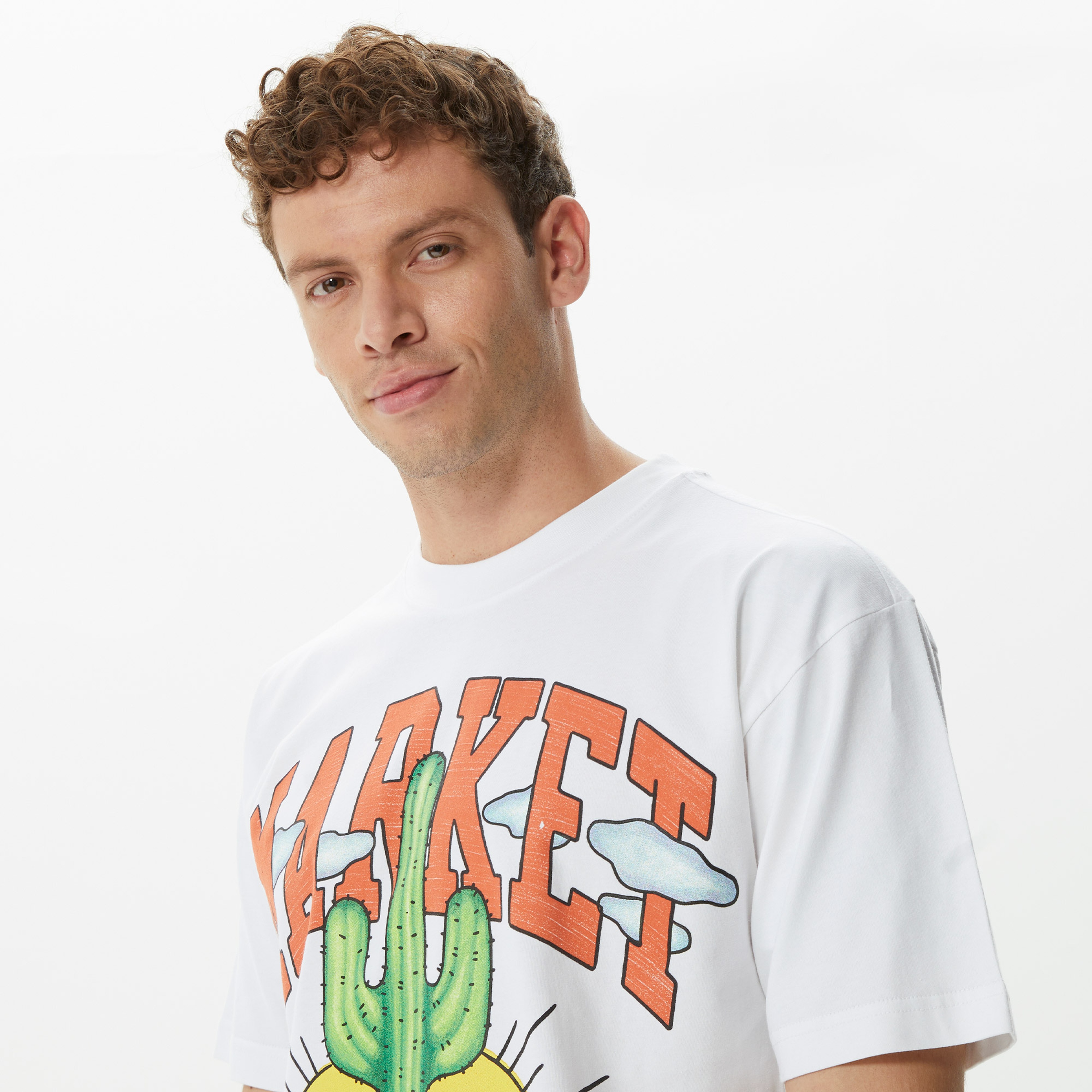 Market Cactus Lovers Erkek Beyaz T-Shirt