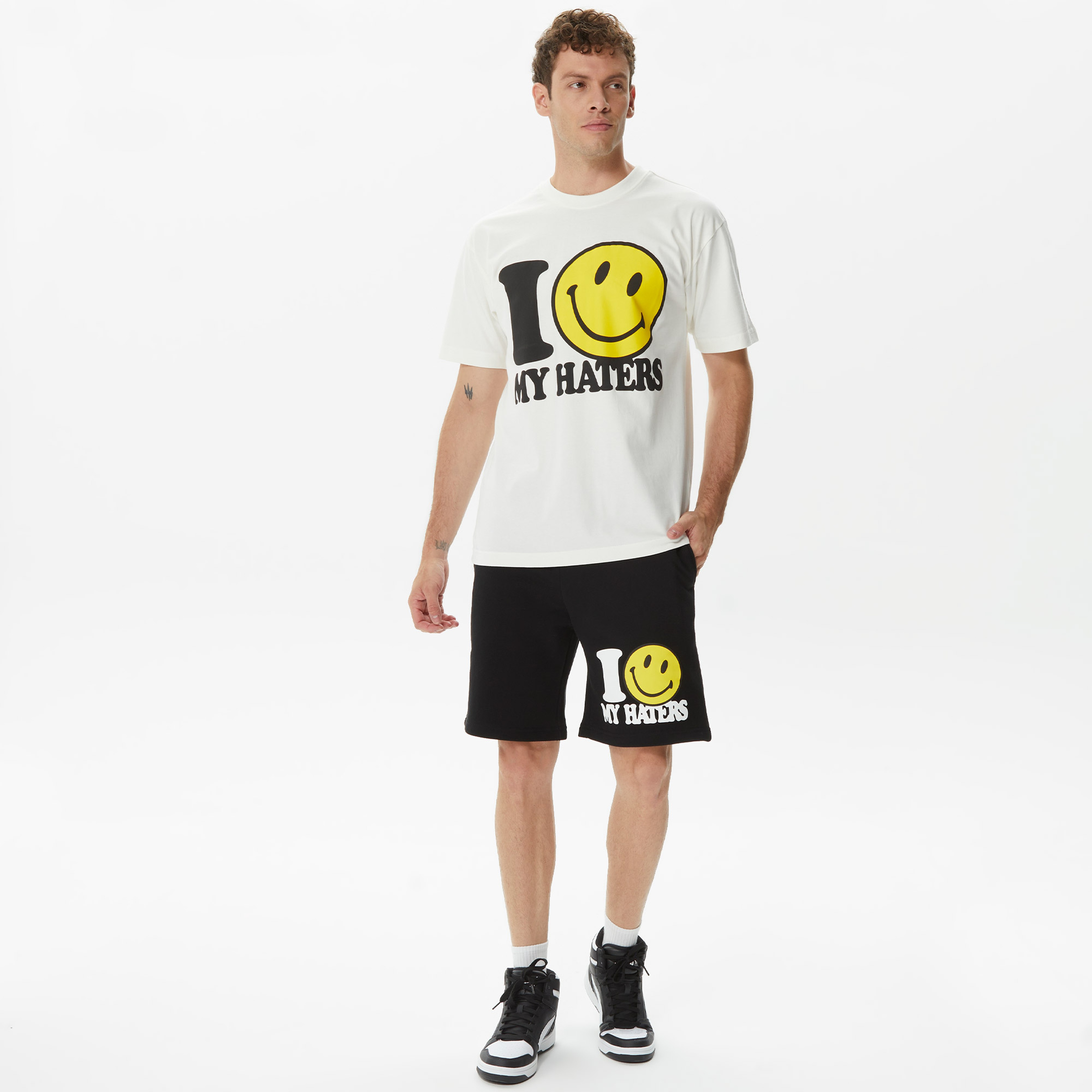 Market Smiley Haters Erkek Beyaz T-Shirt