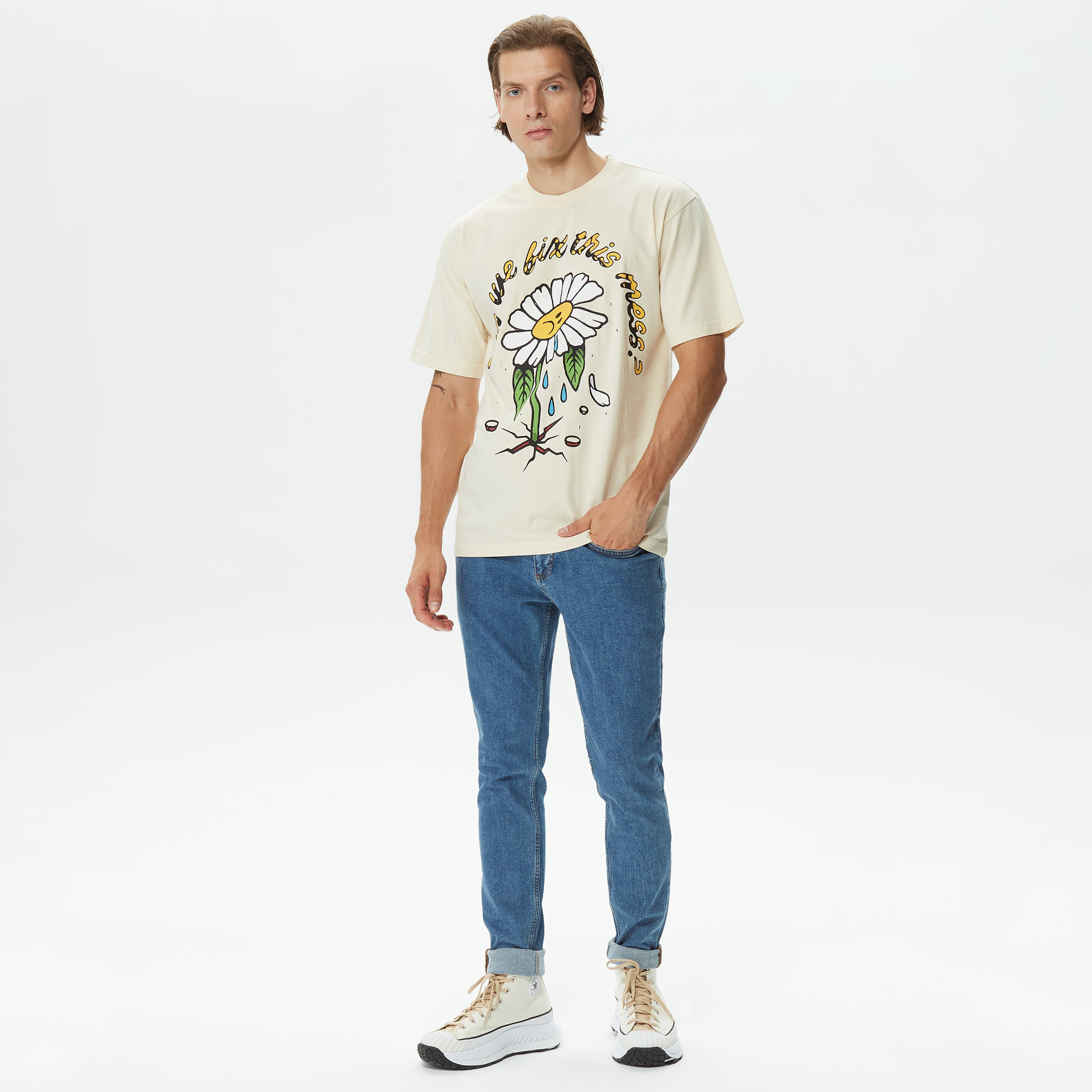 Market The Roots Erkek Krem T-Shirt