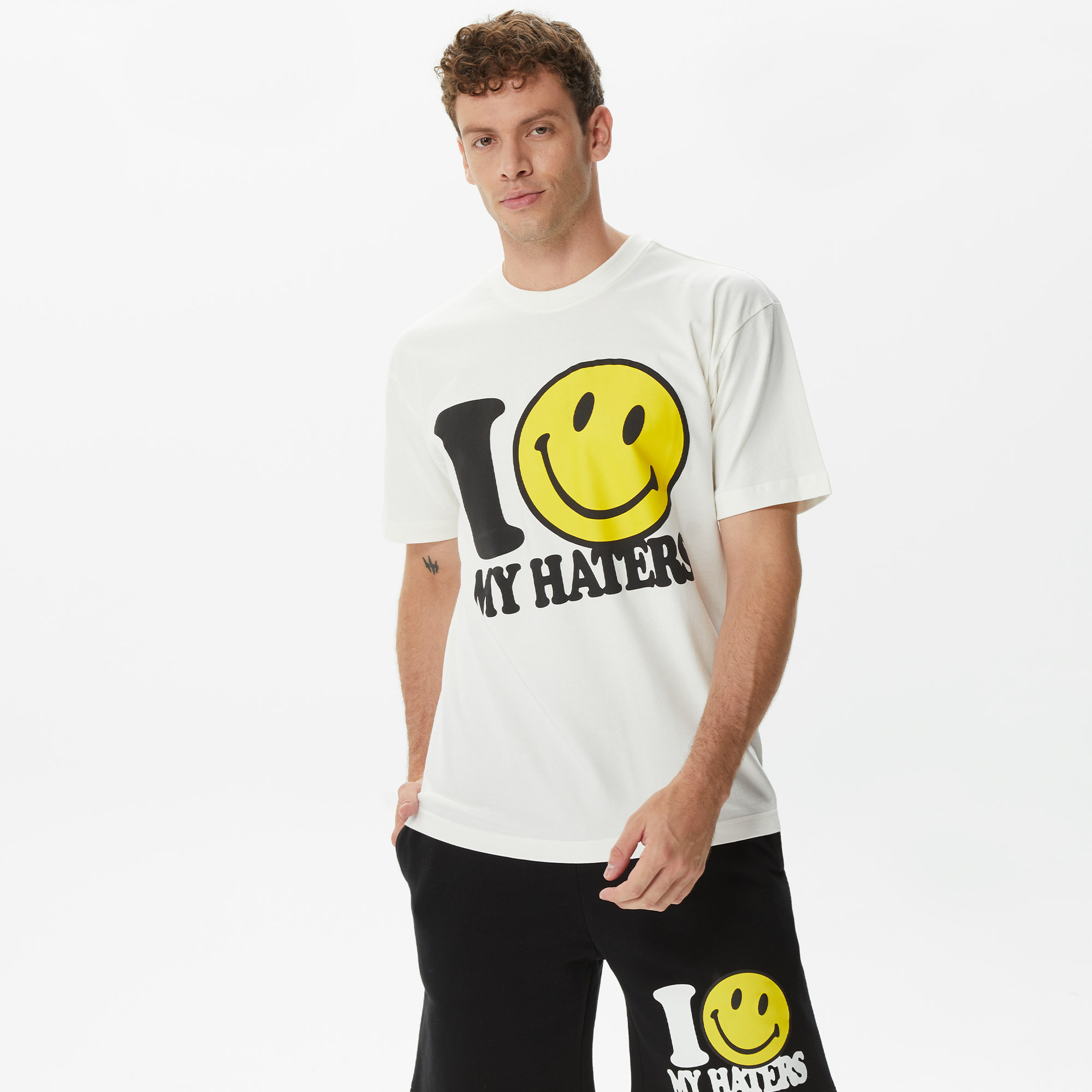 Market Smiley Haters Erkek Beyaz T-Shirt