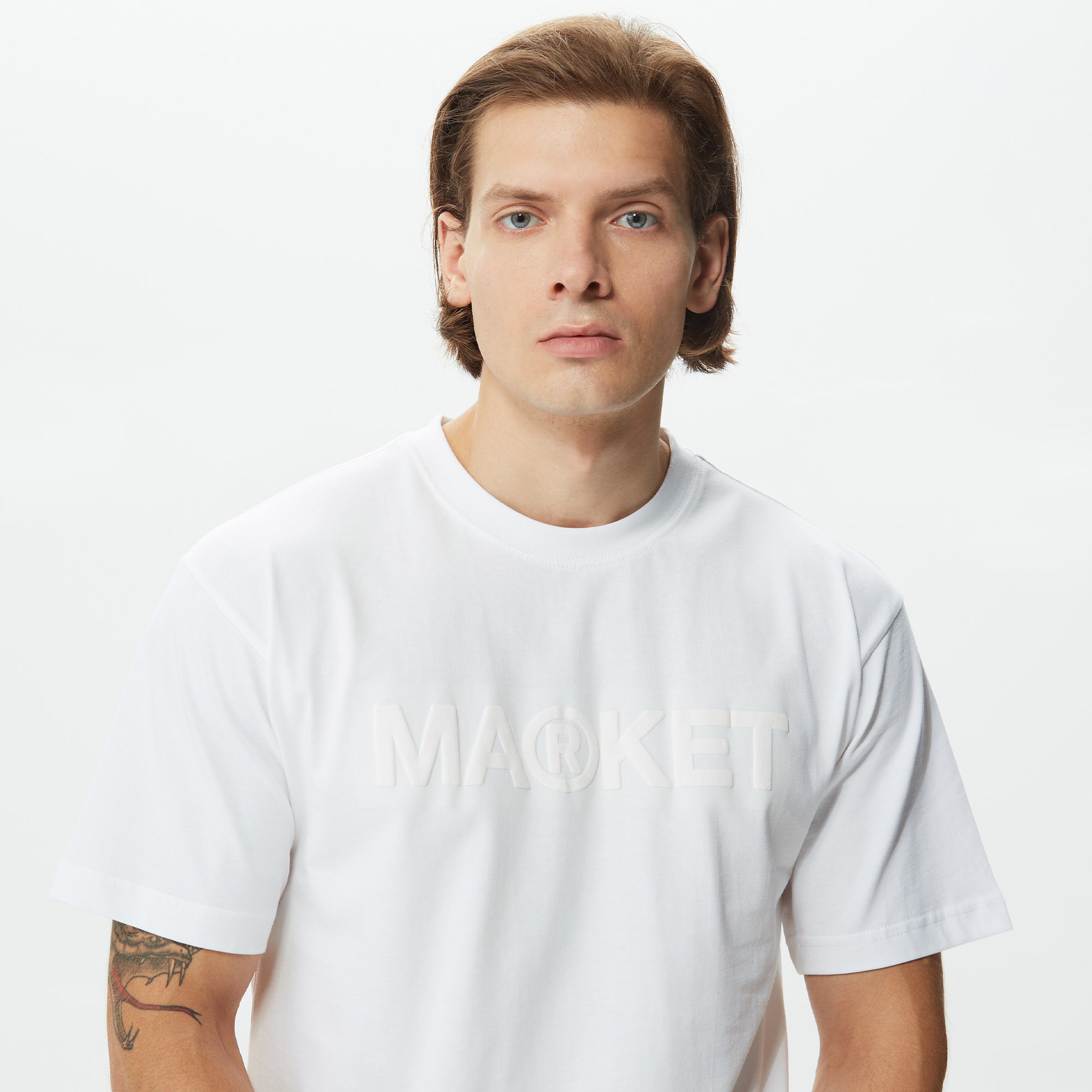 Market Uv Puff Bar Logo Erkek Beyaz T-Shirt