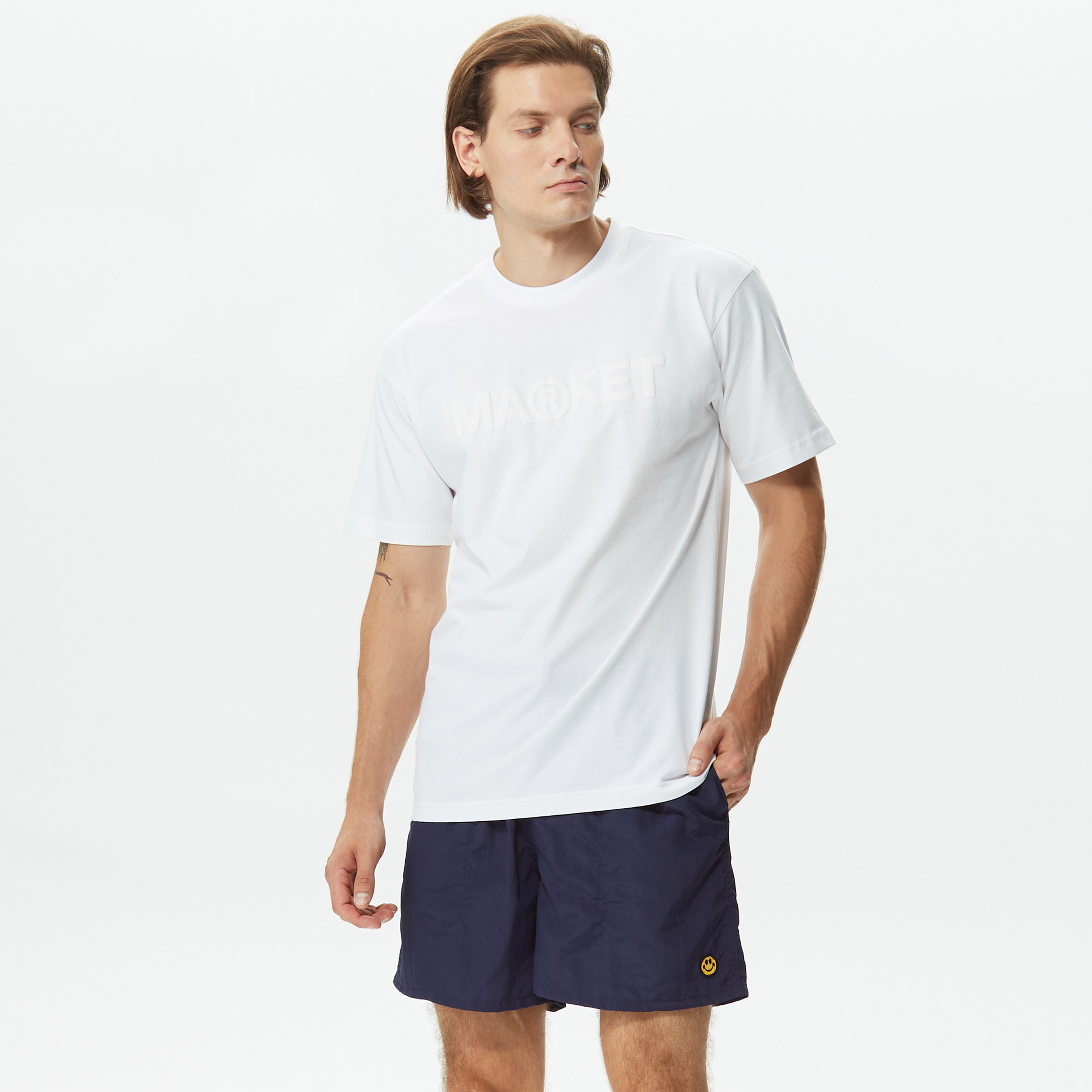 Market Uv Puff Bar Logo Erkek Beyaz T-Shirt