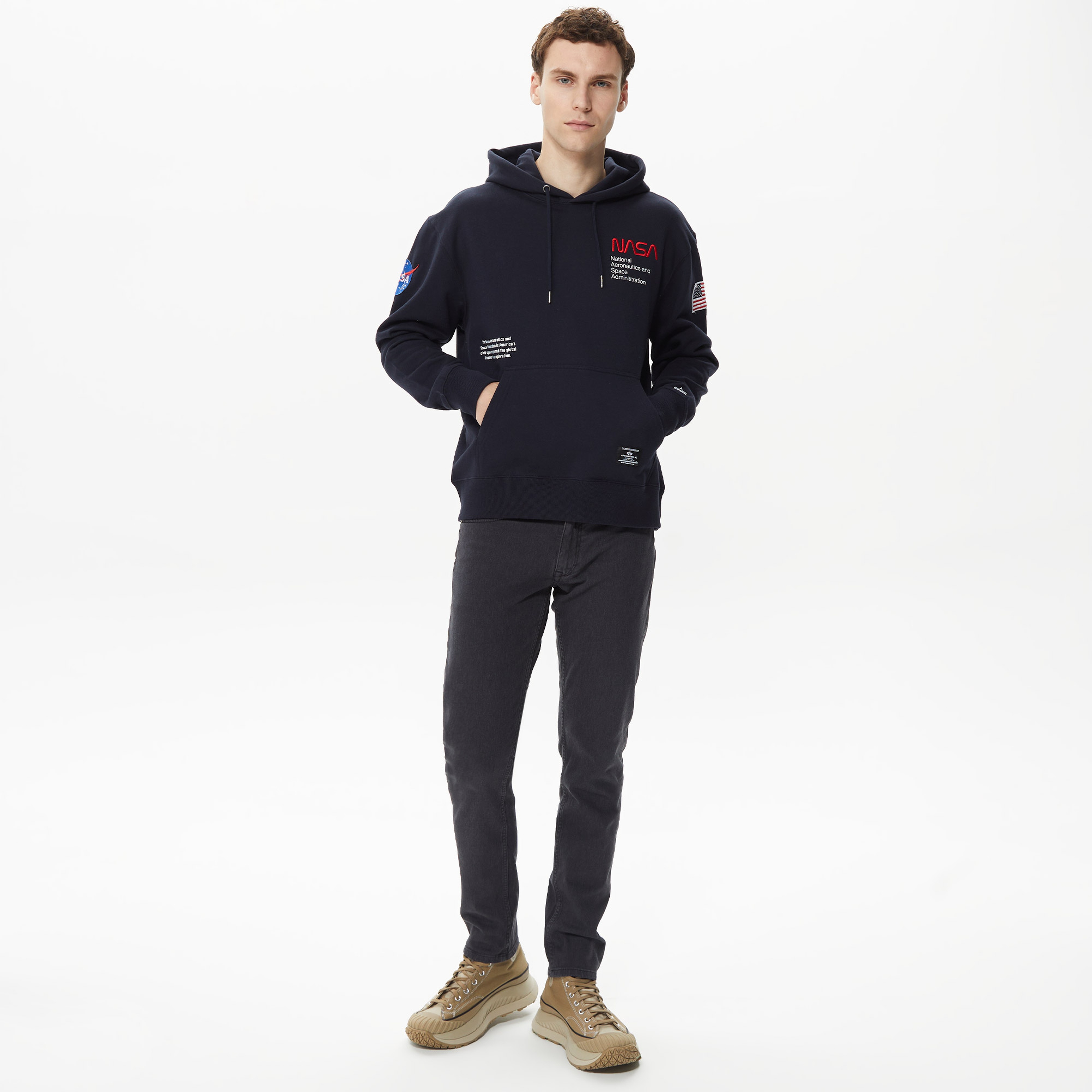 Alpha Industries Nasa Erkek Lacivert Hoodie