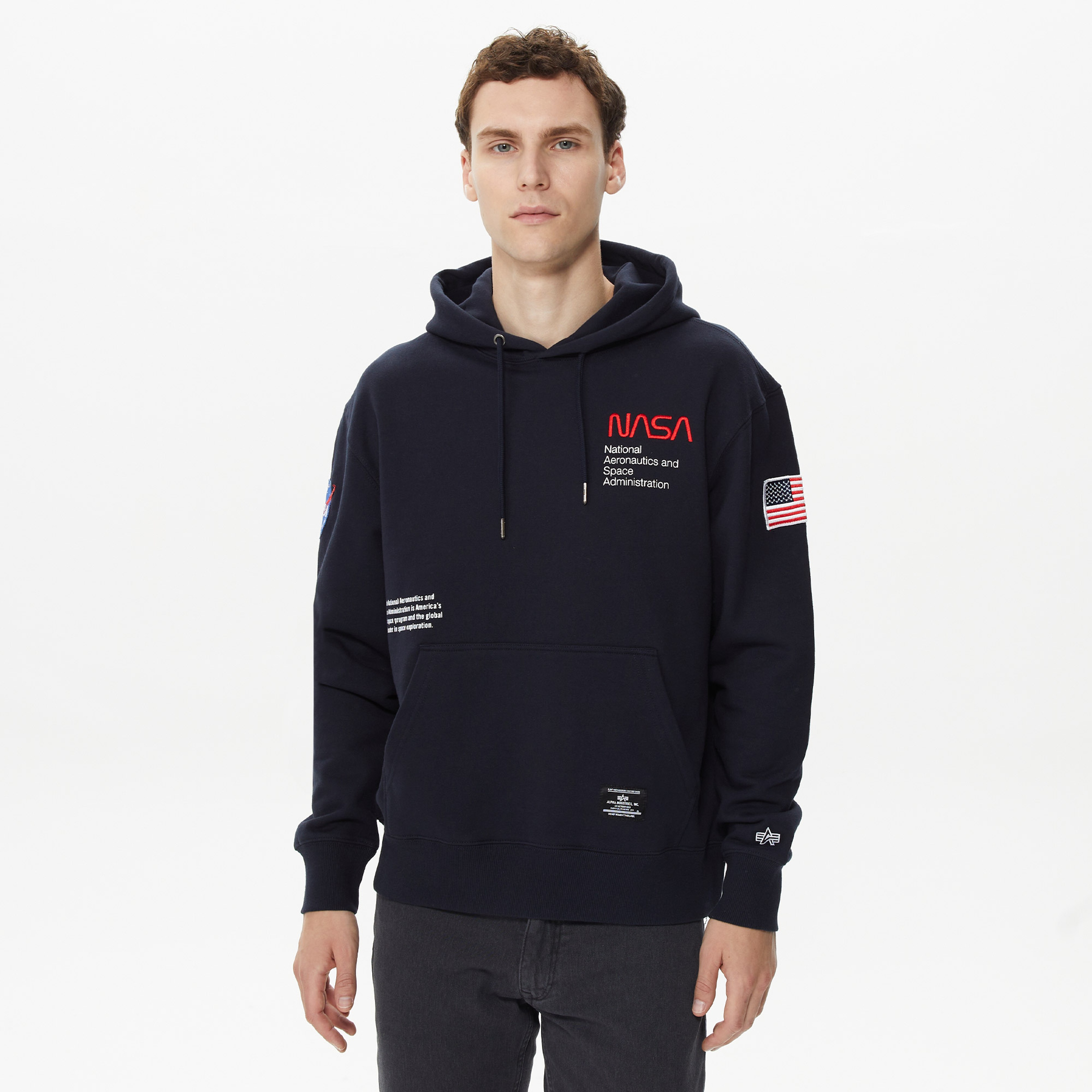 Alpha Industries Nasa Erkek Lacivert Hoodie