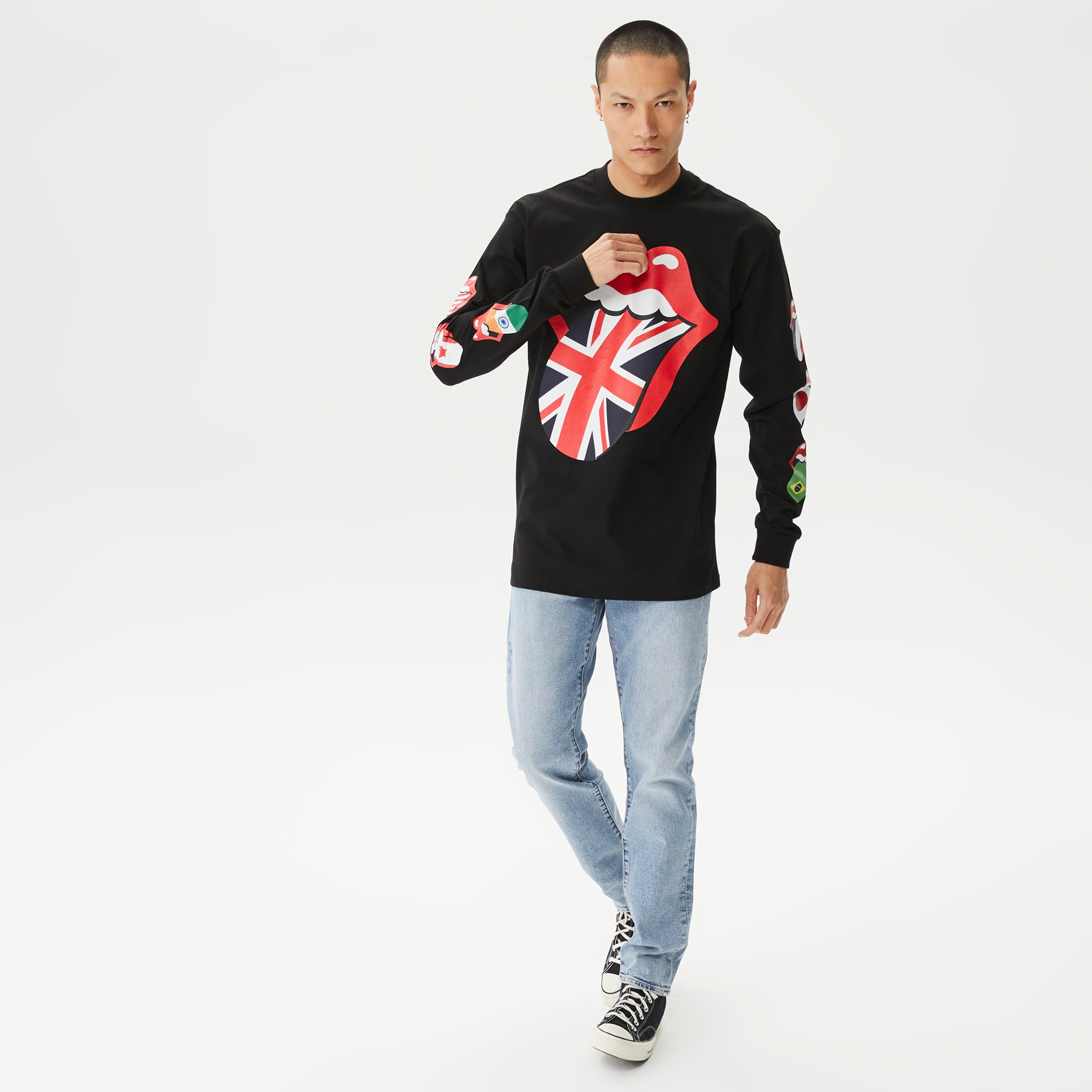 Market x Rolling Stones World Flag Erkek Siyah T-Shirt