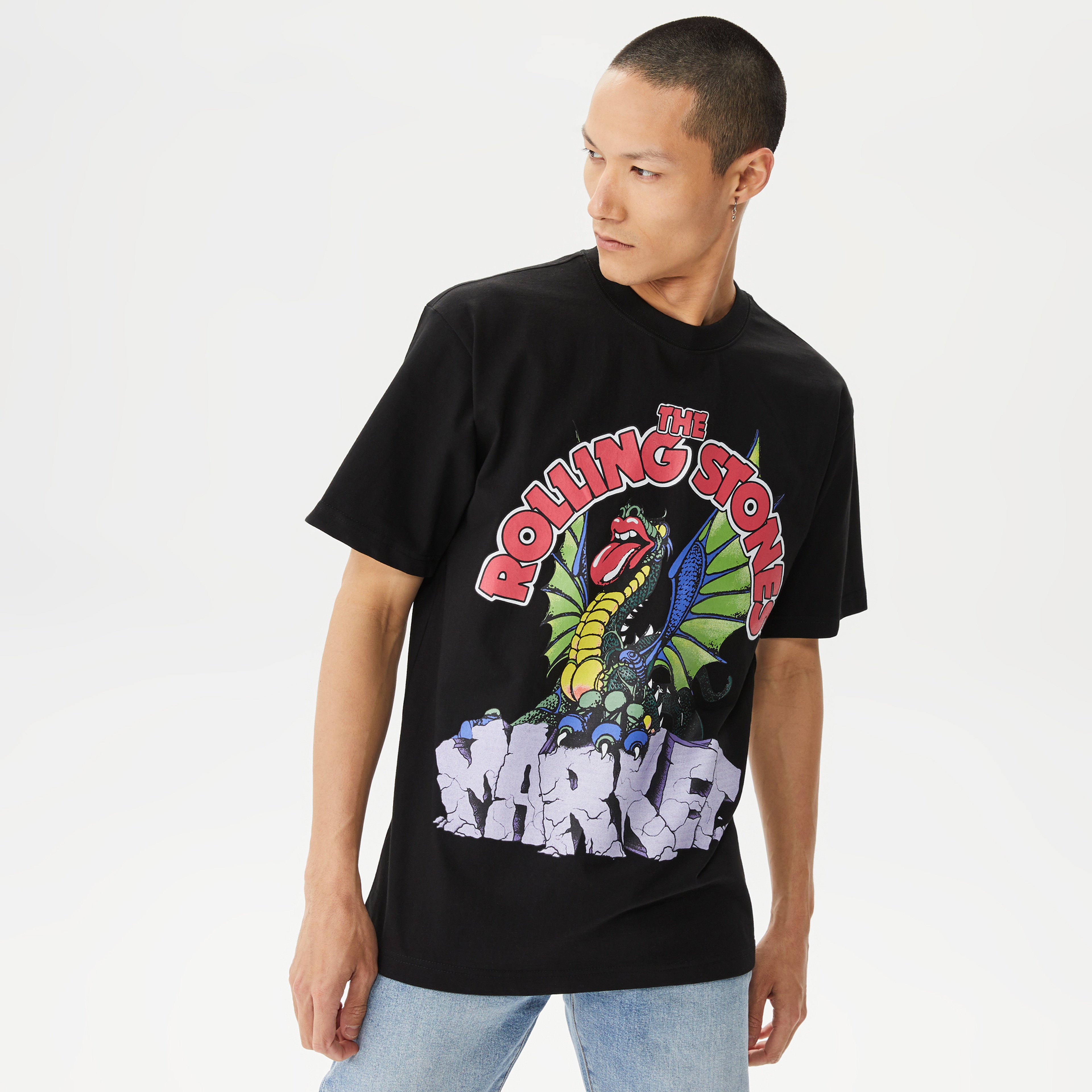 Market x Rolling Stones Chinatown Bewaret Erkek Siyah T-Shirt