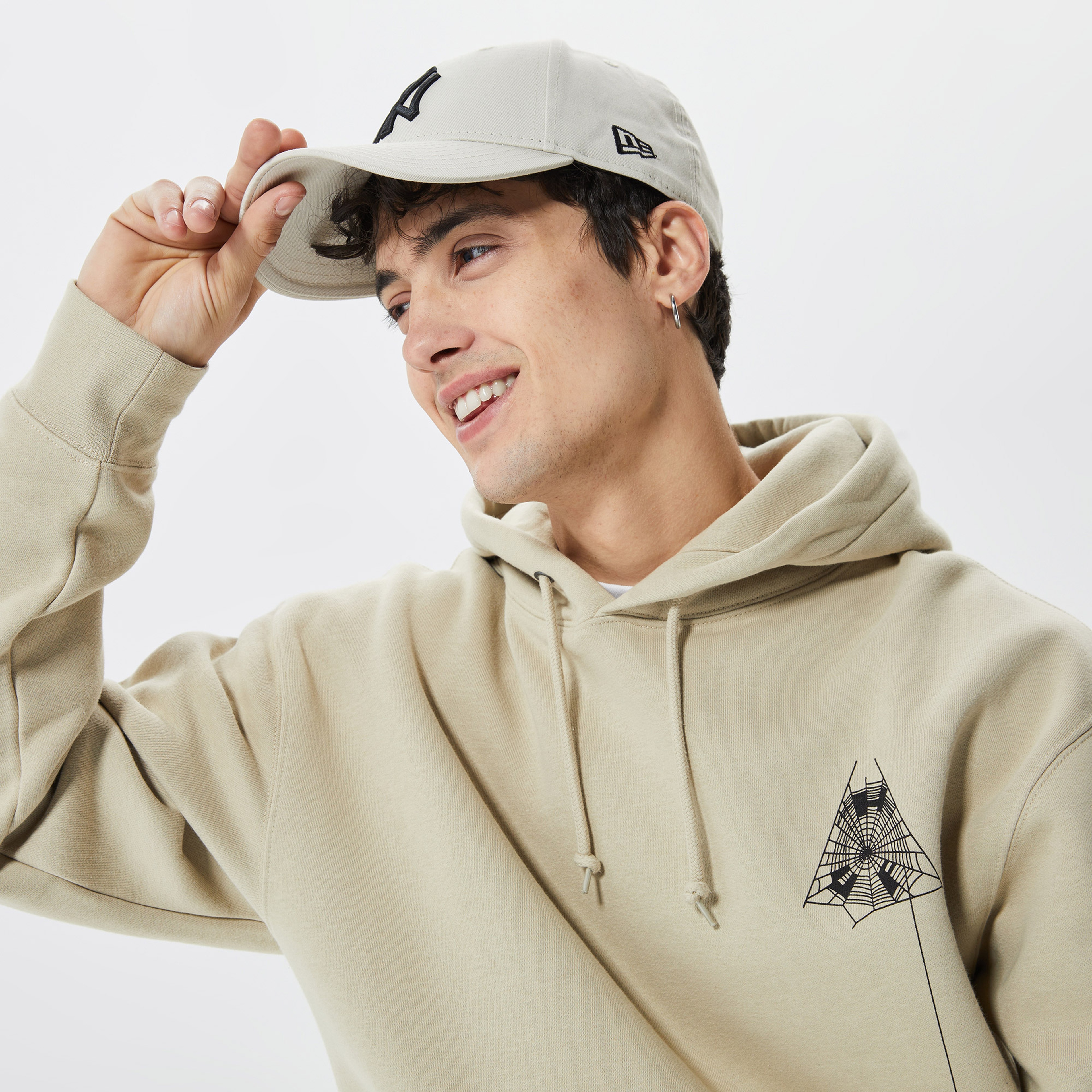 Huf Tangled Web Erkek Bej Hoodie