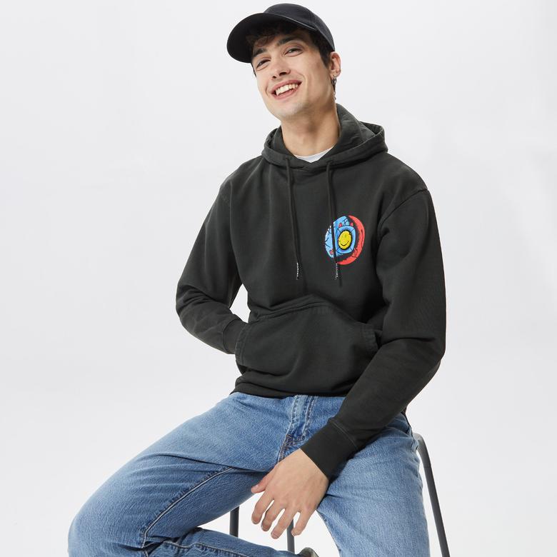 Market Smiley Happiness Within Erkek Siyah Hoodie