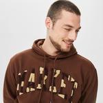 Market Chess Club Applique Fleece Erkek Kahverengi Hoodie