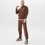 Market Chess Club Applique Fleece Erkek Kahverengi Hoodie