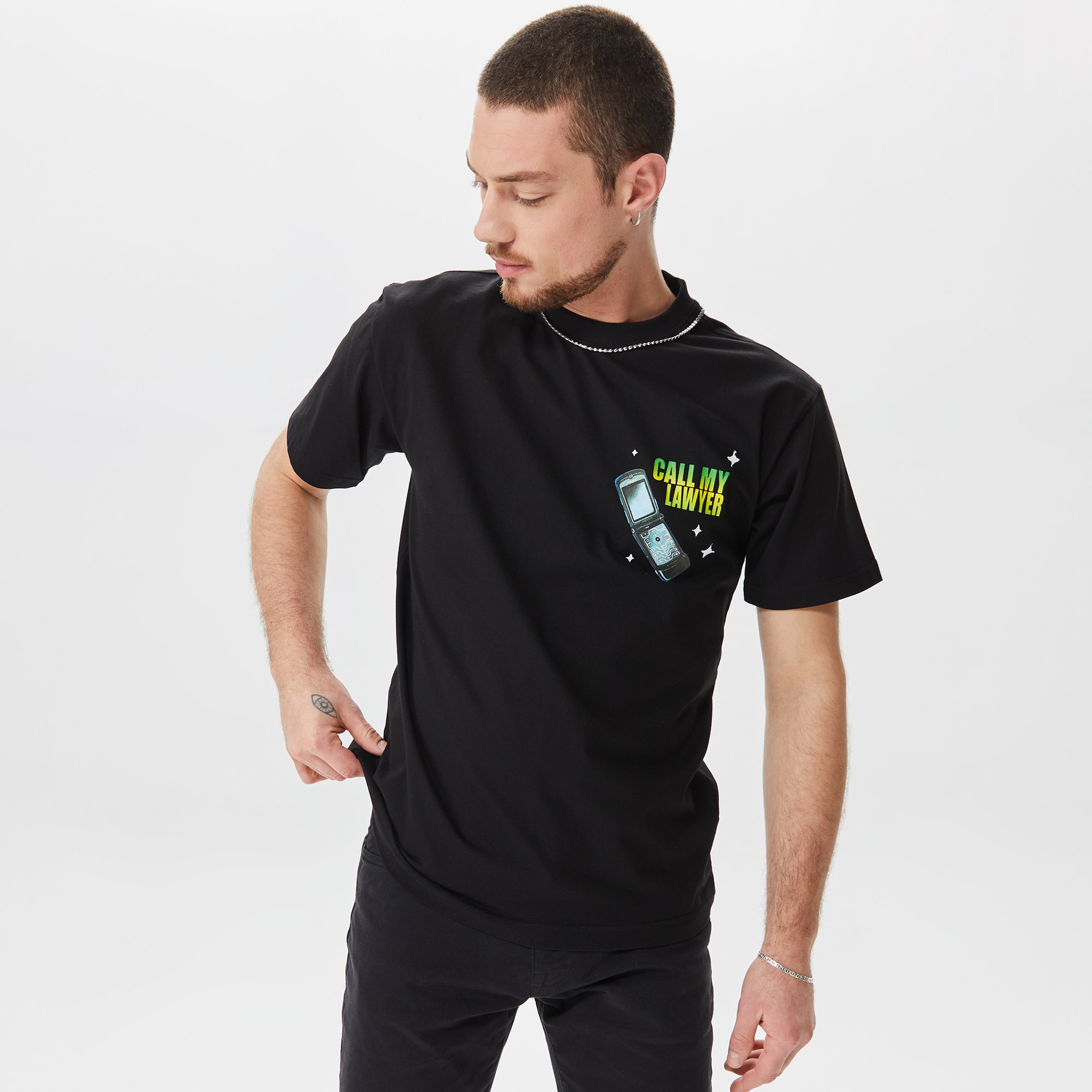Market Call My Lawyer Act Now Erkek Siyah T-Shirt