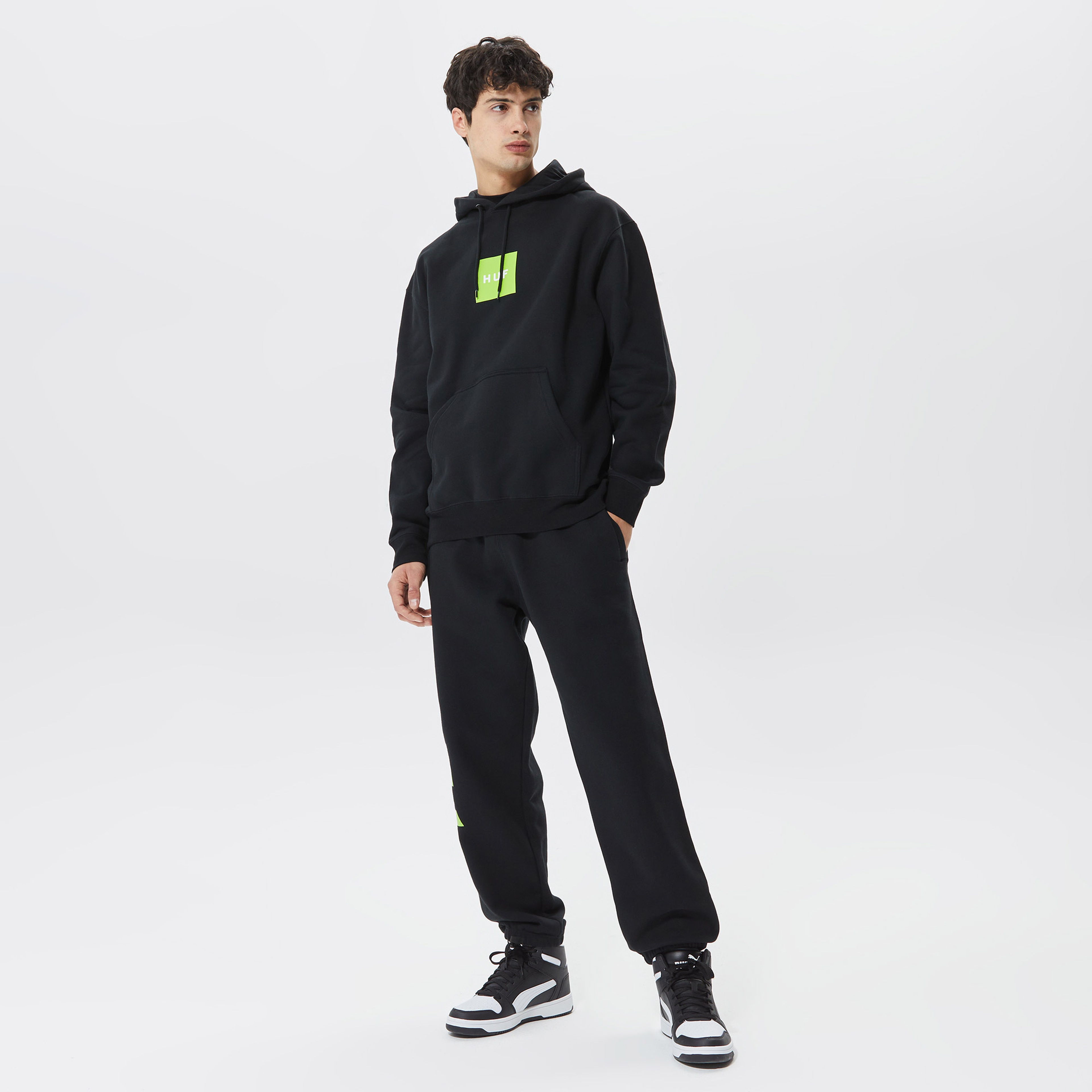 Huf Essentials Box Logo Erkek Siyah Hoodie