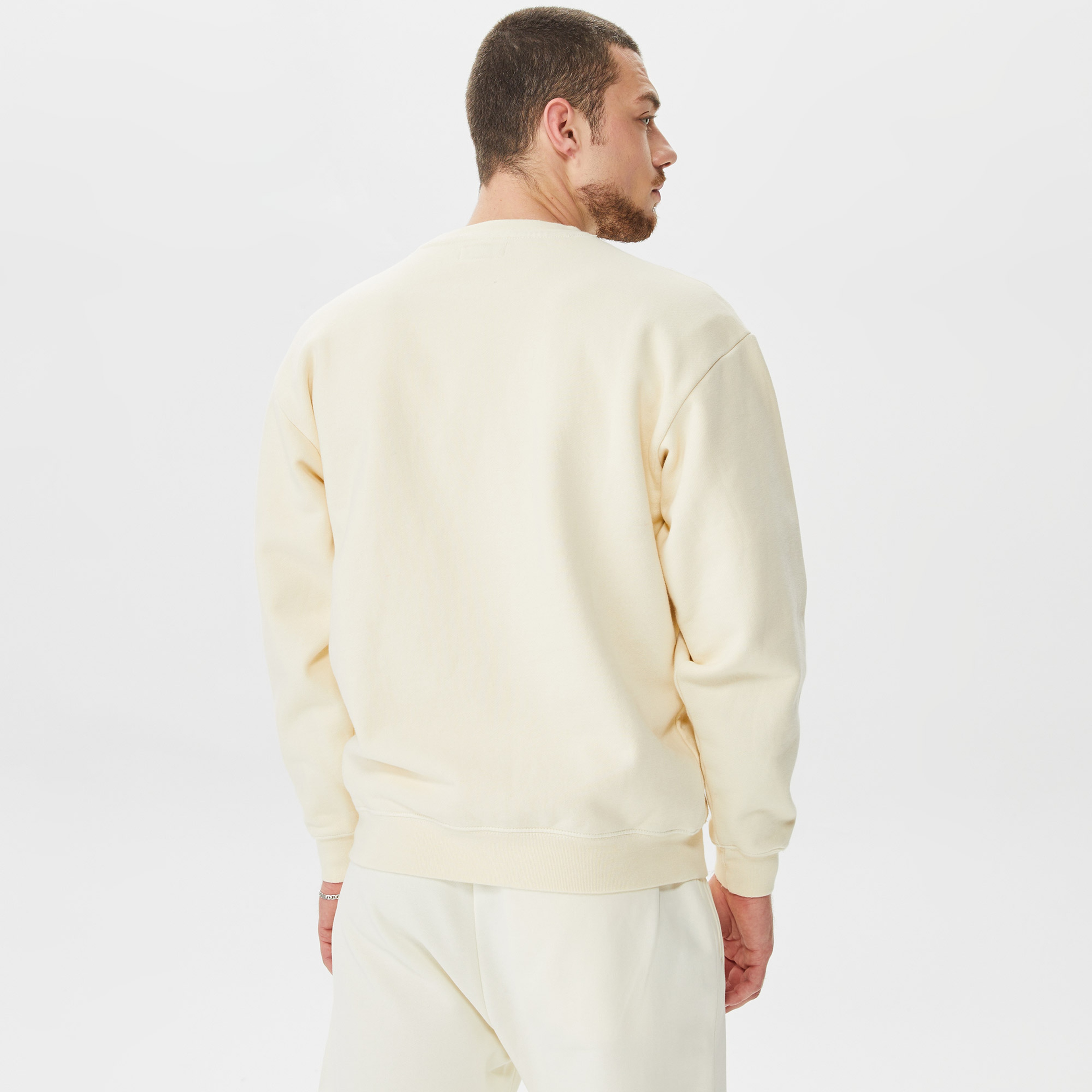 Market Vintage Wash Crewneck Erkek Bej Sweatshirt