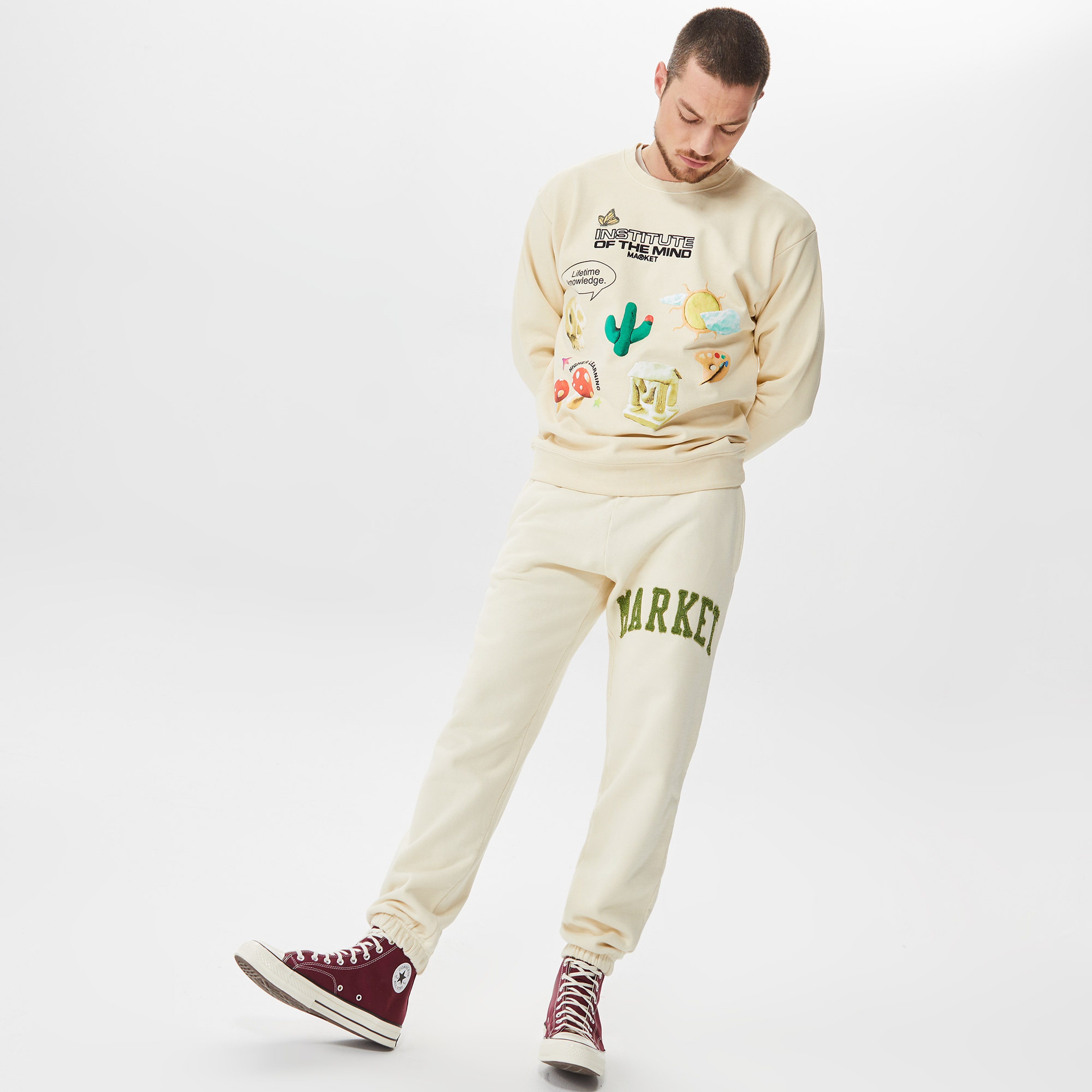 Market Vintage Wash Erkek Bej Eşofman Altı