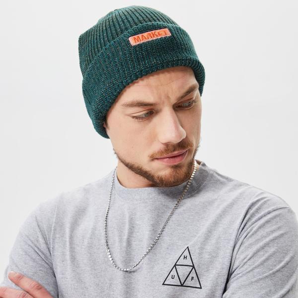 Market Ribbed Knit Erkek Yeşil Bere