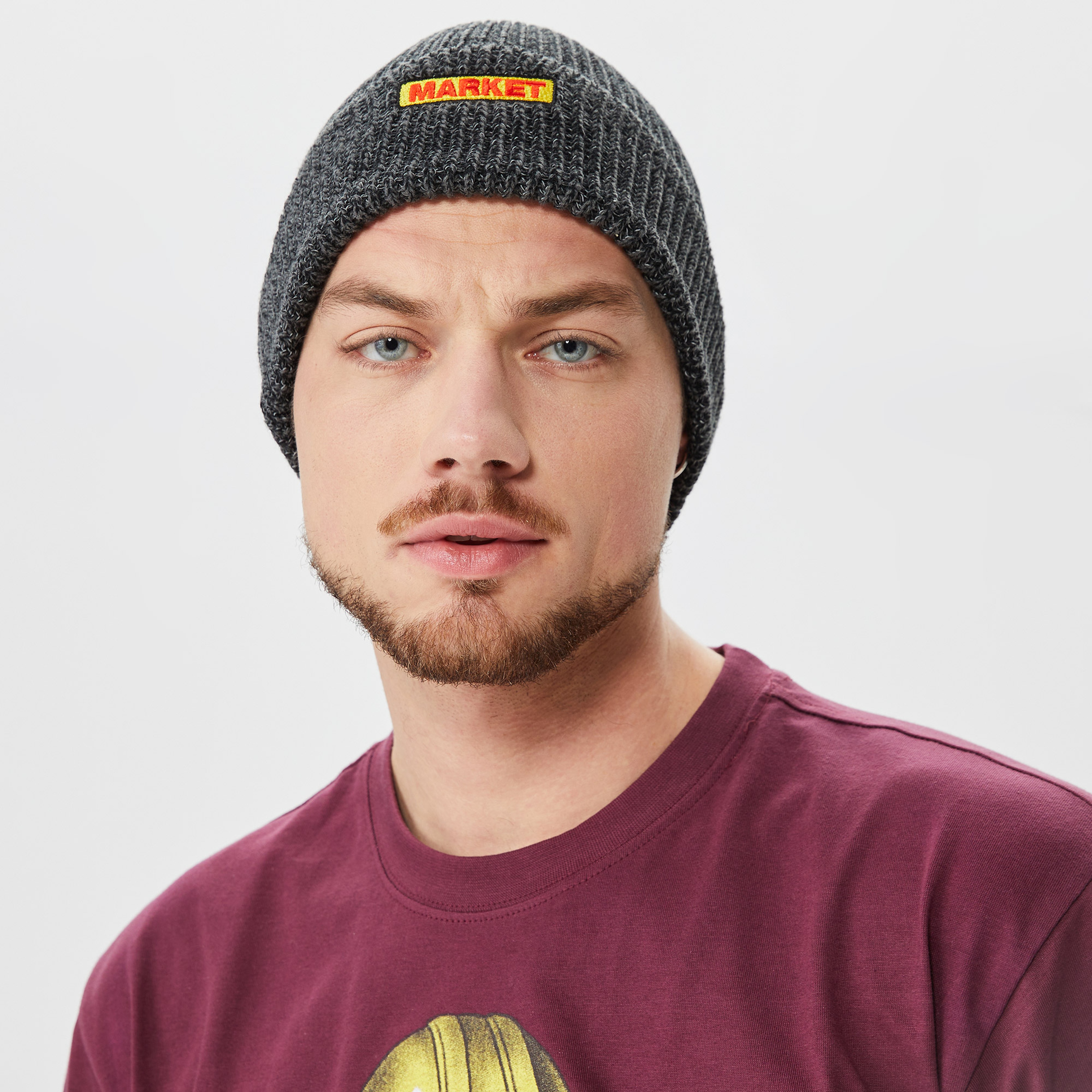 Market Ribbed Knit Erkek Gri Bere