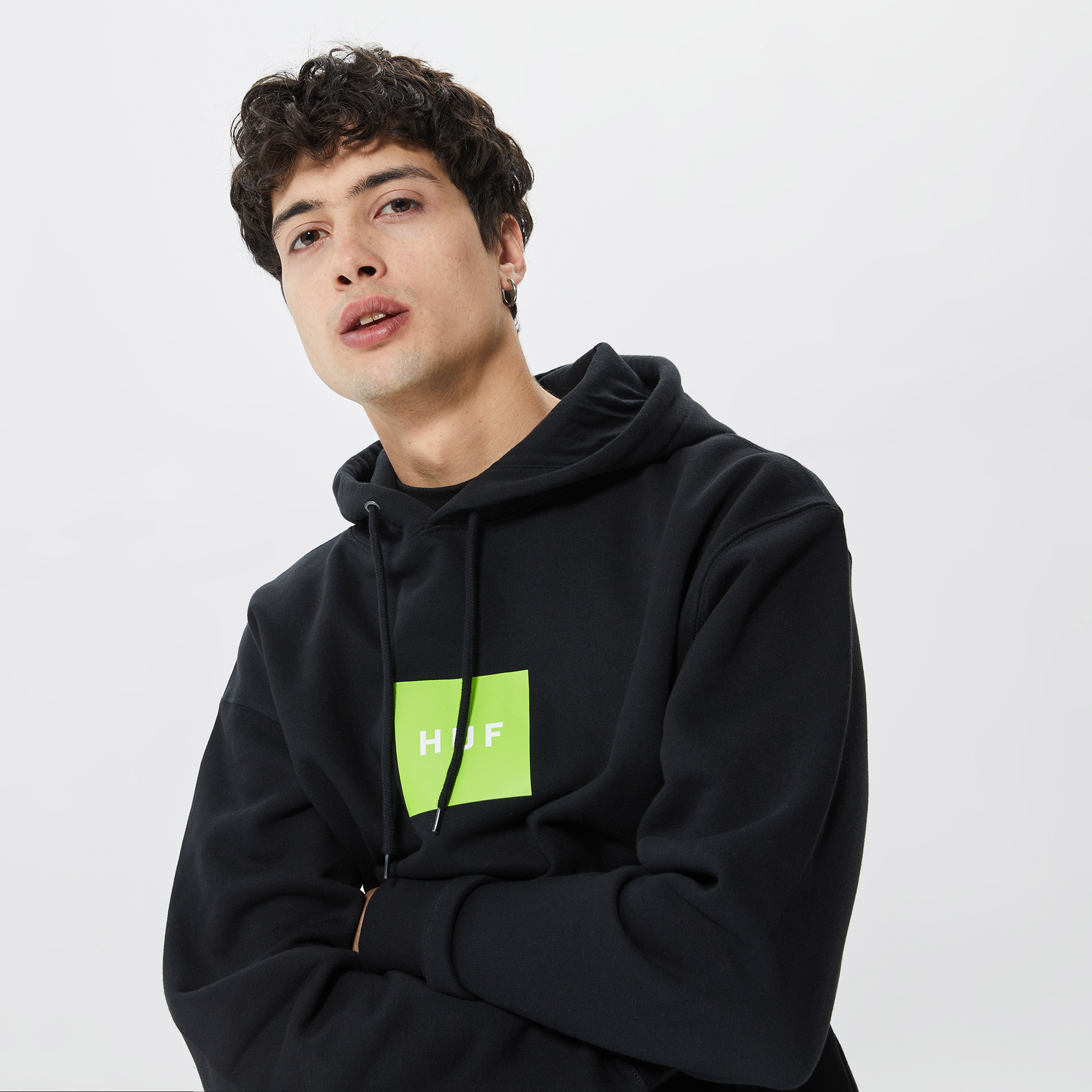 Huf Essentials Box Logo Erkek Siyah Hoodie