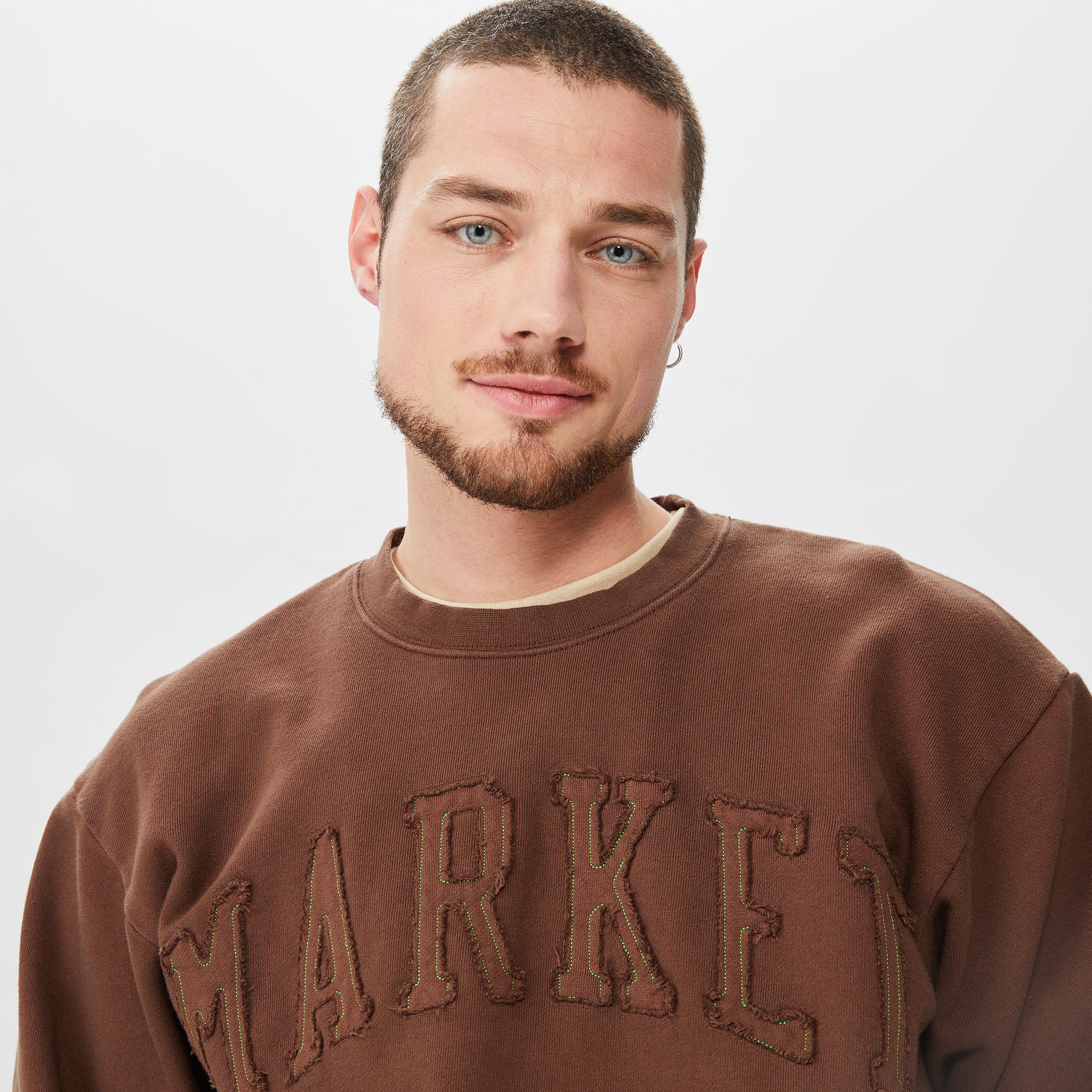 Market Vintage Wash Crewneck Erkek Kahverengi Sweatshirt
