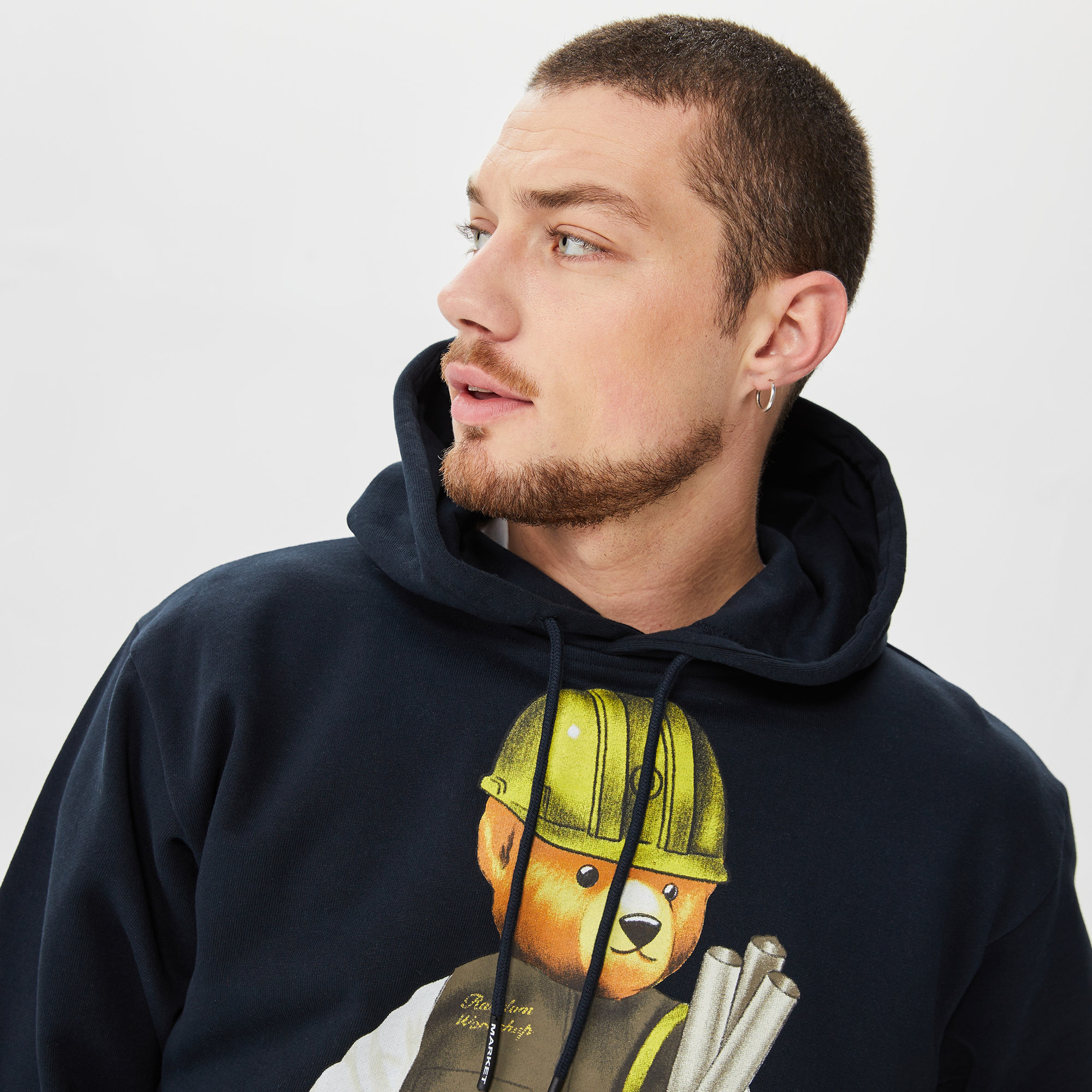 Market Workshop Bear Erkek Lacivert Hoodie