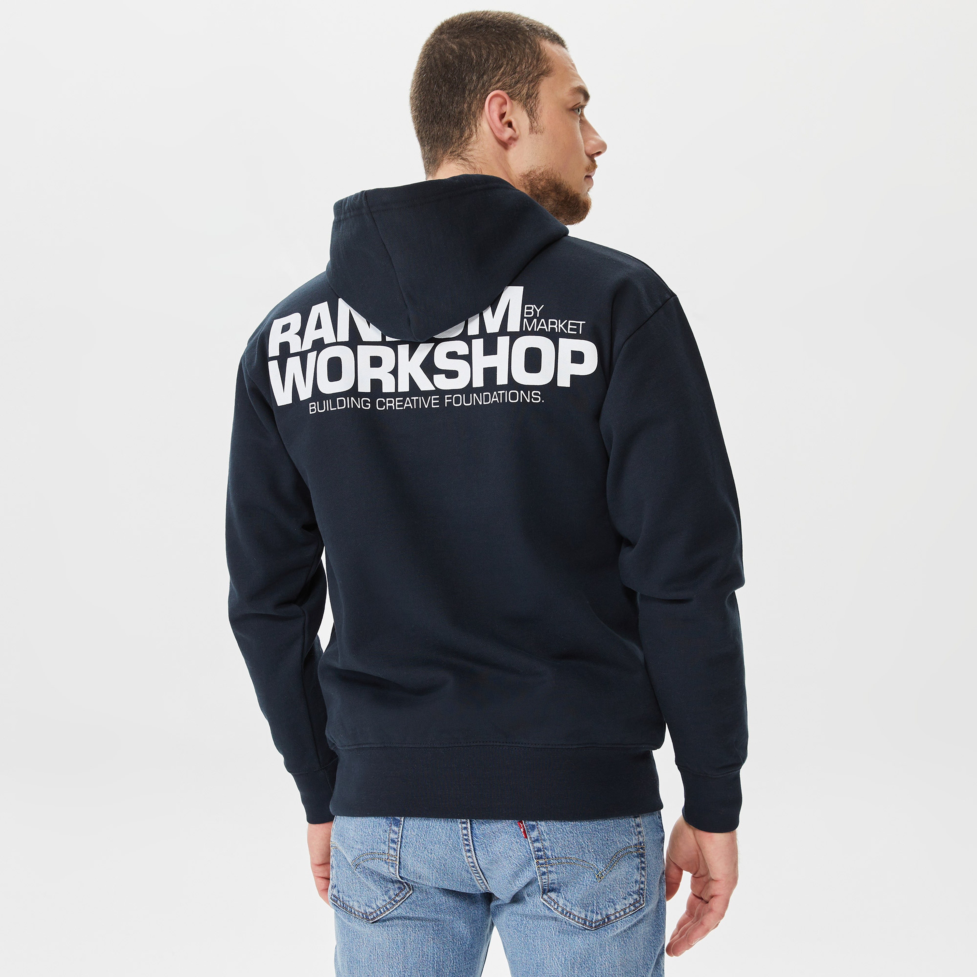 Market Workshop Bear Erkek Lacivert Hoodie