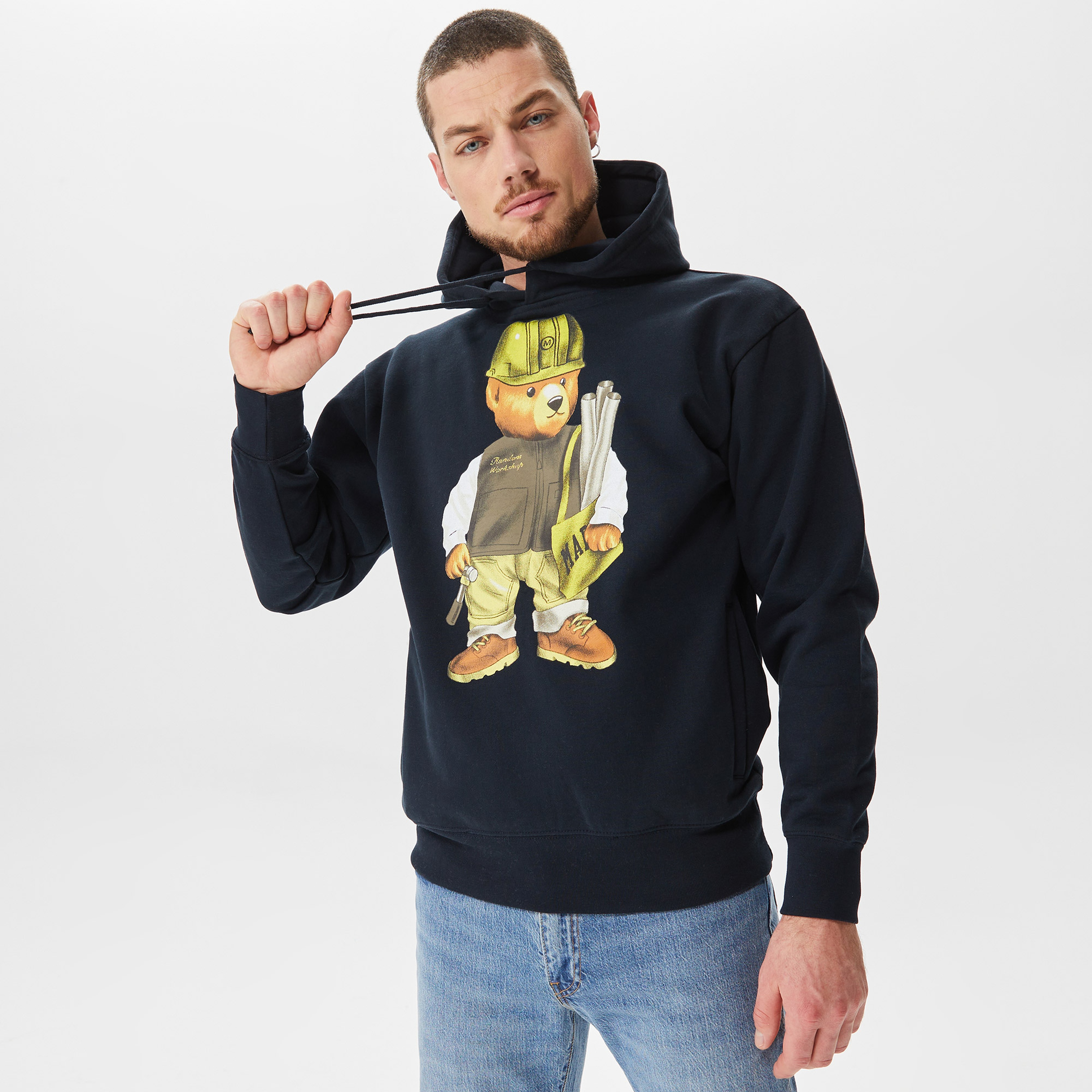 Market Workshop Bear Erkek Lacivert Hoodie