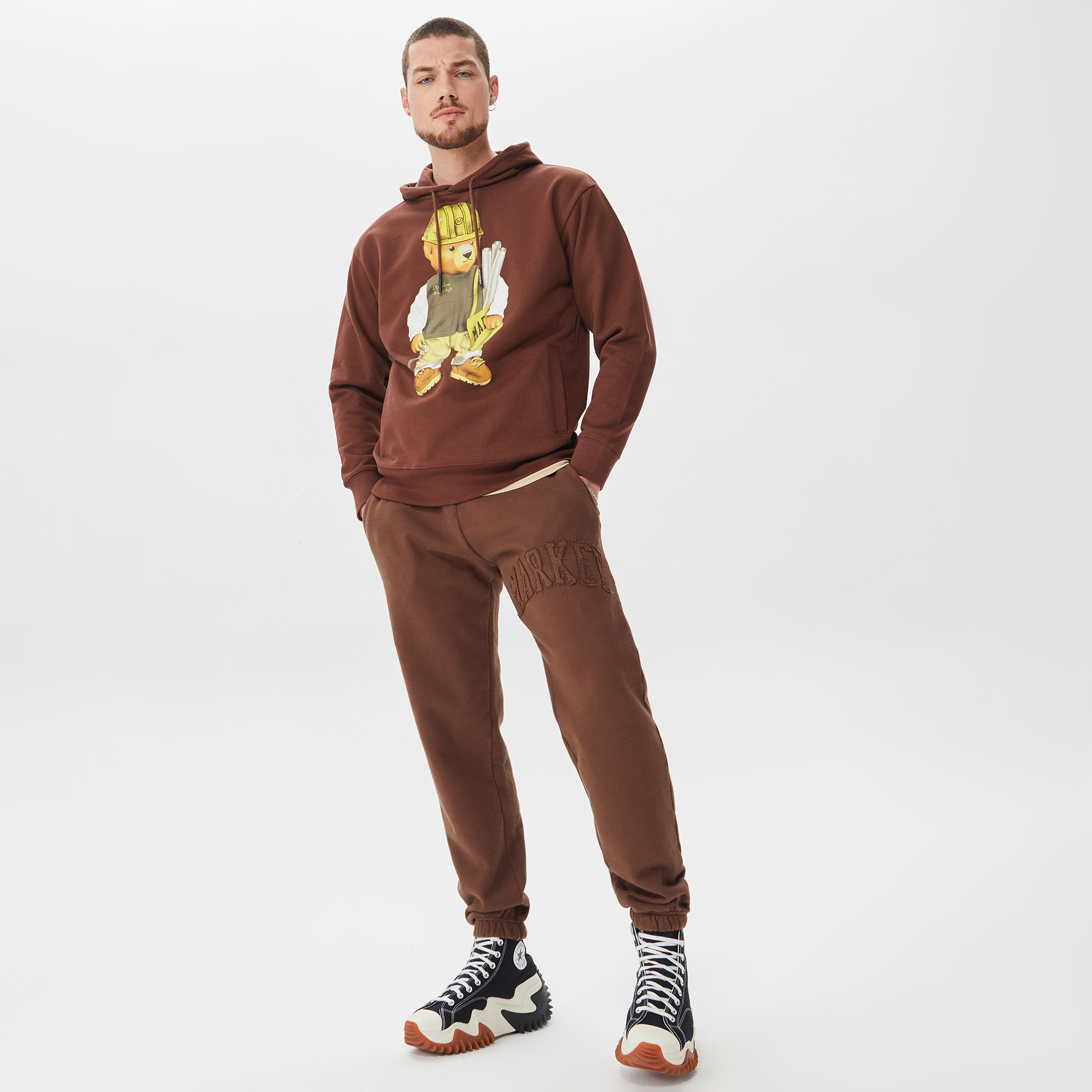 Market Workshop Bear Erkek Kahverengi Hoodie