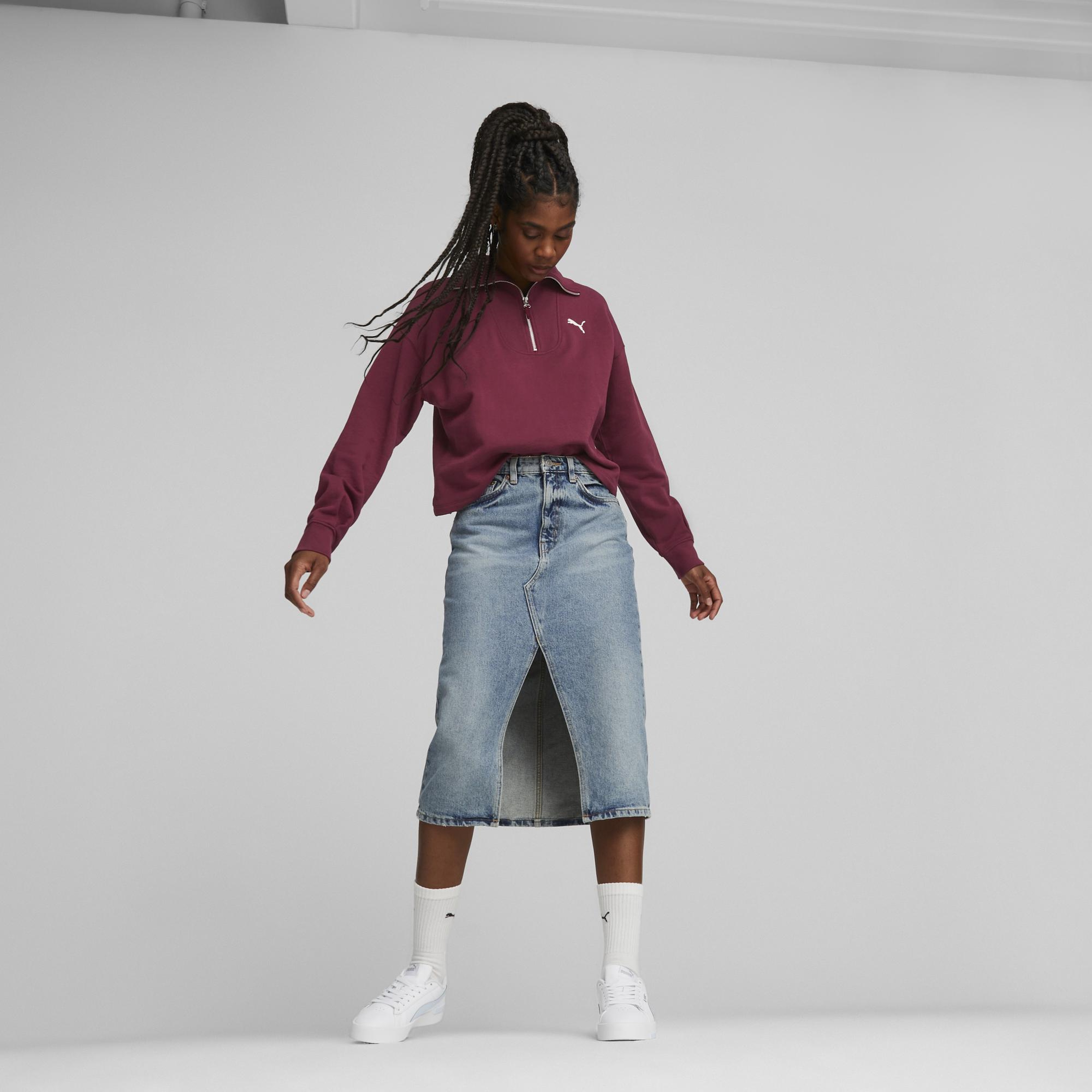 Puma Her High-Neck Kadın Bordo Günlük Sweatshirt