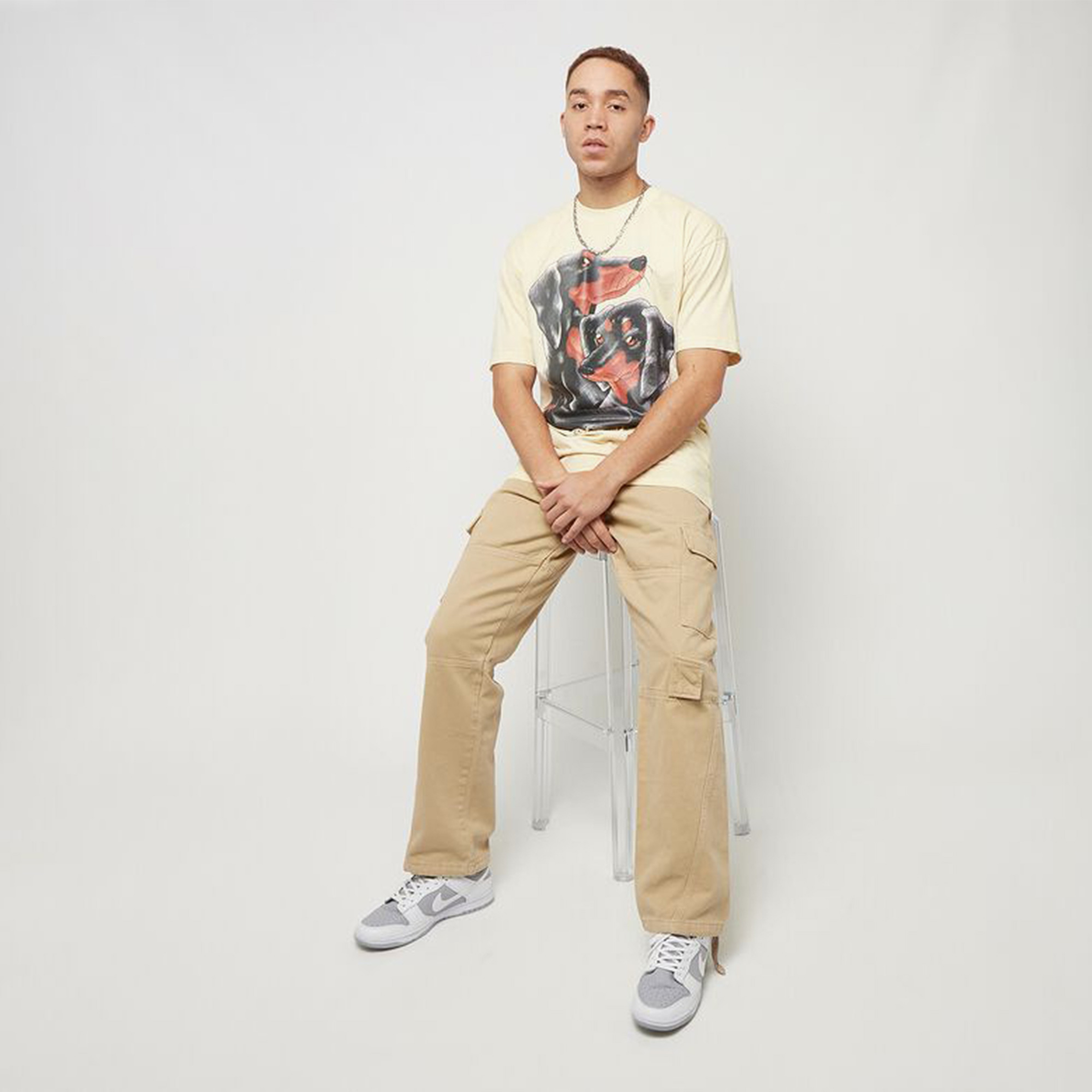 Market Long Bois Erkek Krem T-Shirt