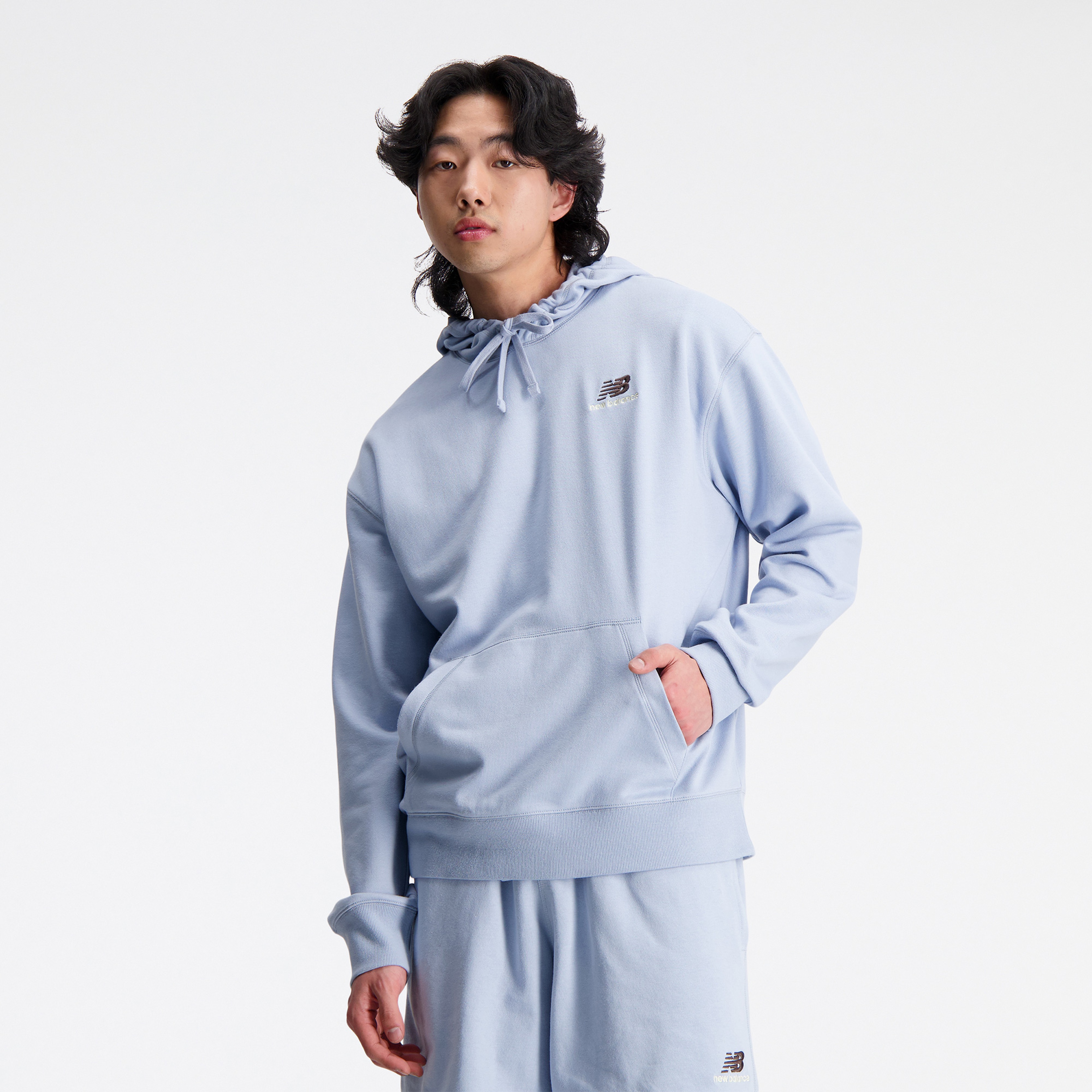 New Balance Uni-ssentials French Terry  Erkek Mavi Hoodie
