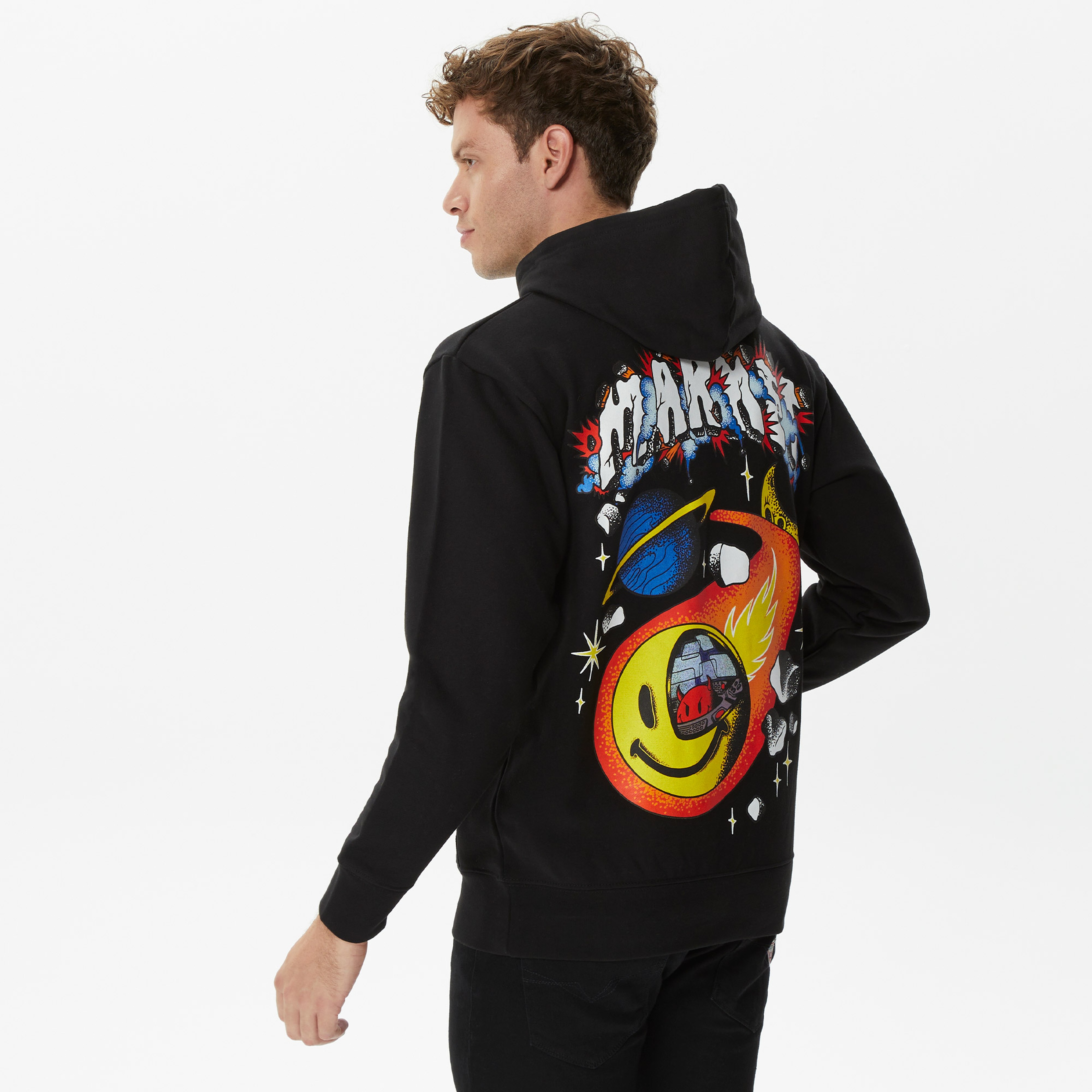 Market Smiley Conflicted Erkek Siyah Hoodie