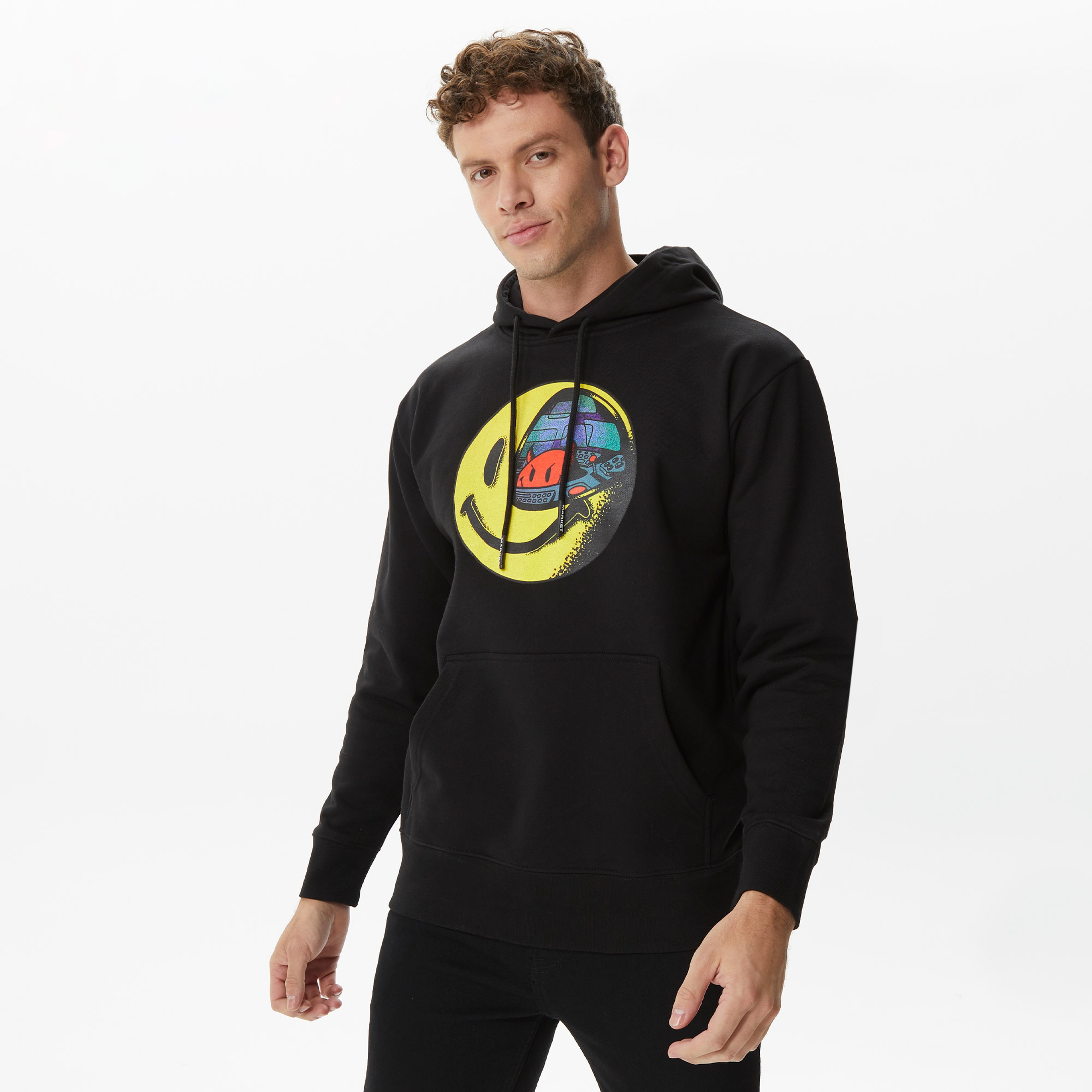 Market Smiley Conflicted Erkek Siyah Hoodie